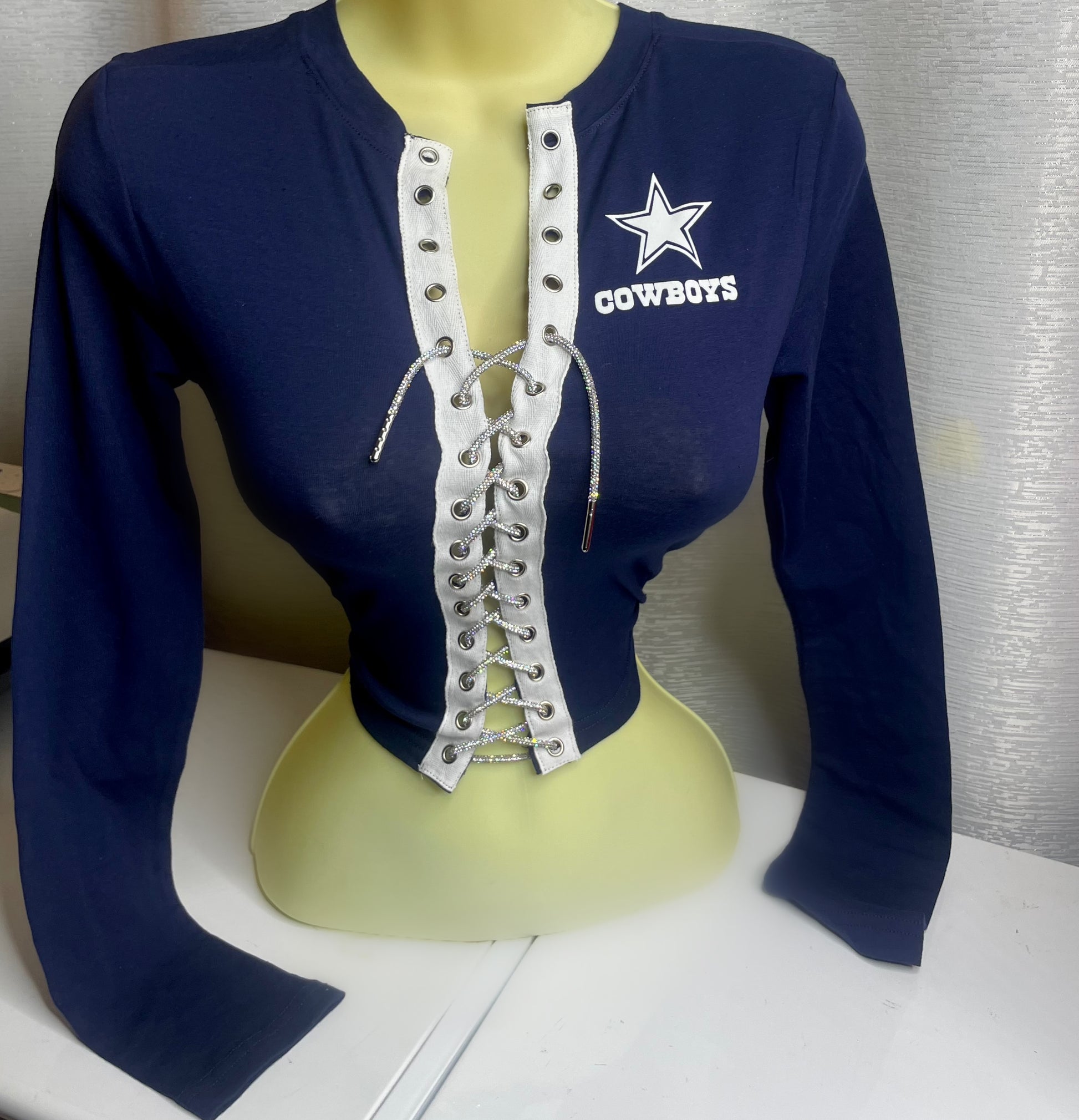 Cowboys long sleeves crop top - Navy