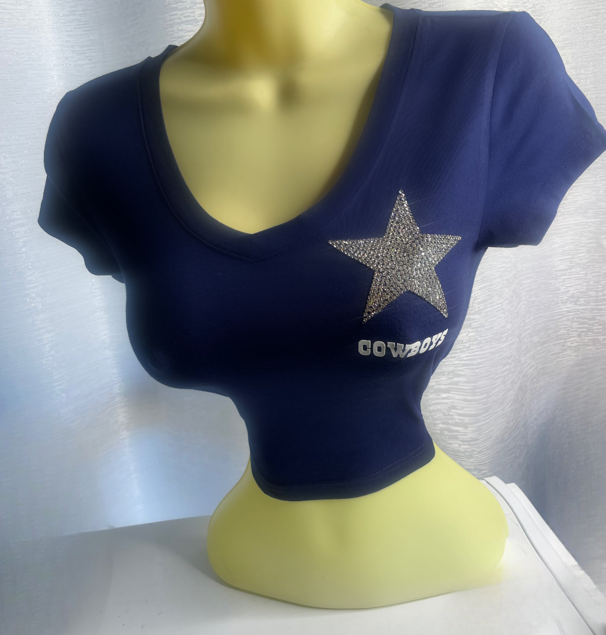 Cowboys Rhinestone Star Crop Top