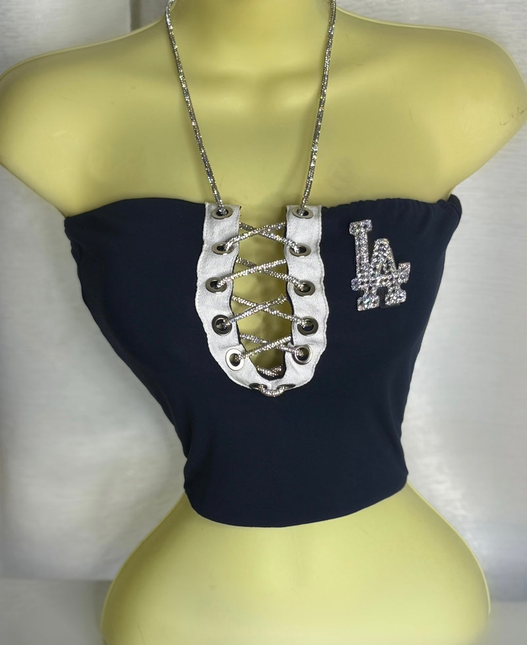 Dodgers Tube Top - With a halter rhinestone cord