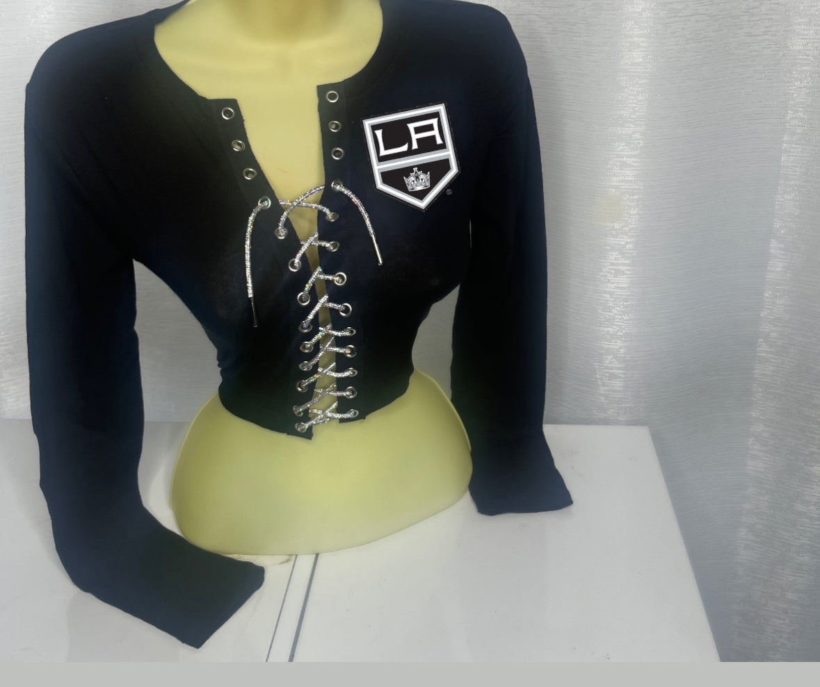 LA Kings Long Sleeve Crop Top