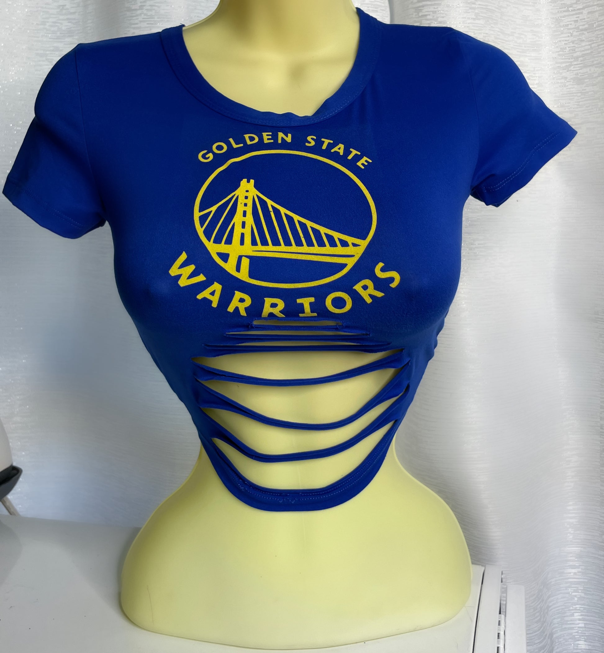 Warriors Front Cut Crop Top
