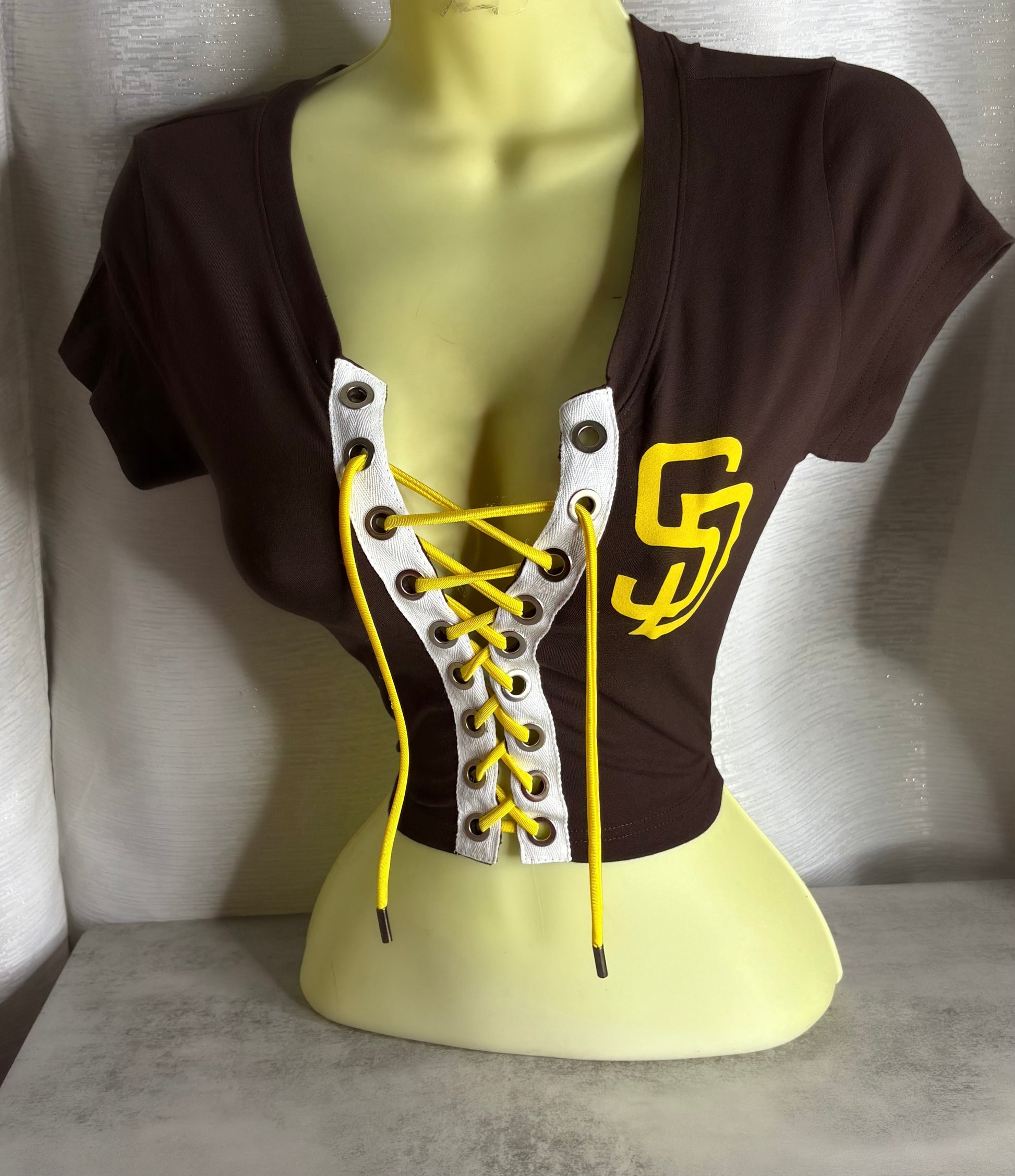 SD Padres Crop Top - Yellow Cotton Lace