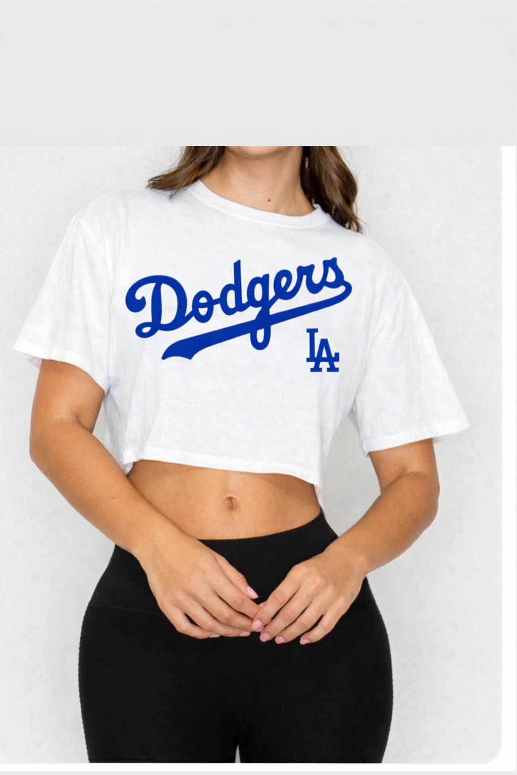 Dodgers Oversized Short Sleeve Cropped Tshirt - White