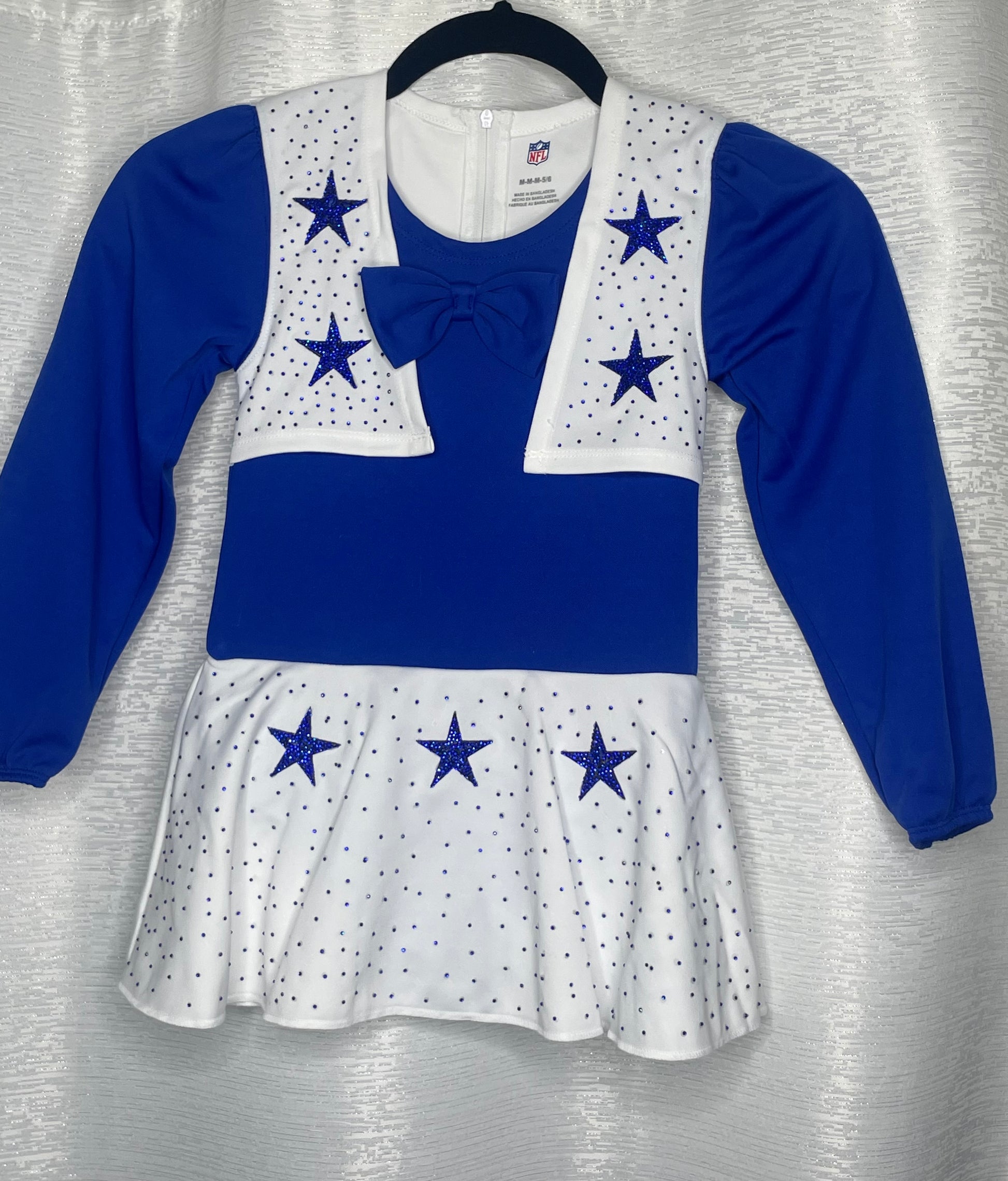 Cowboys kids cheerleader outfit with rhinestones.