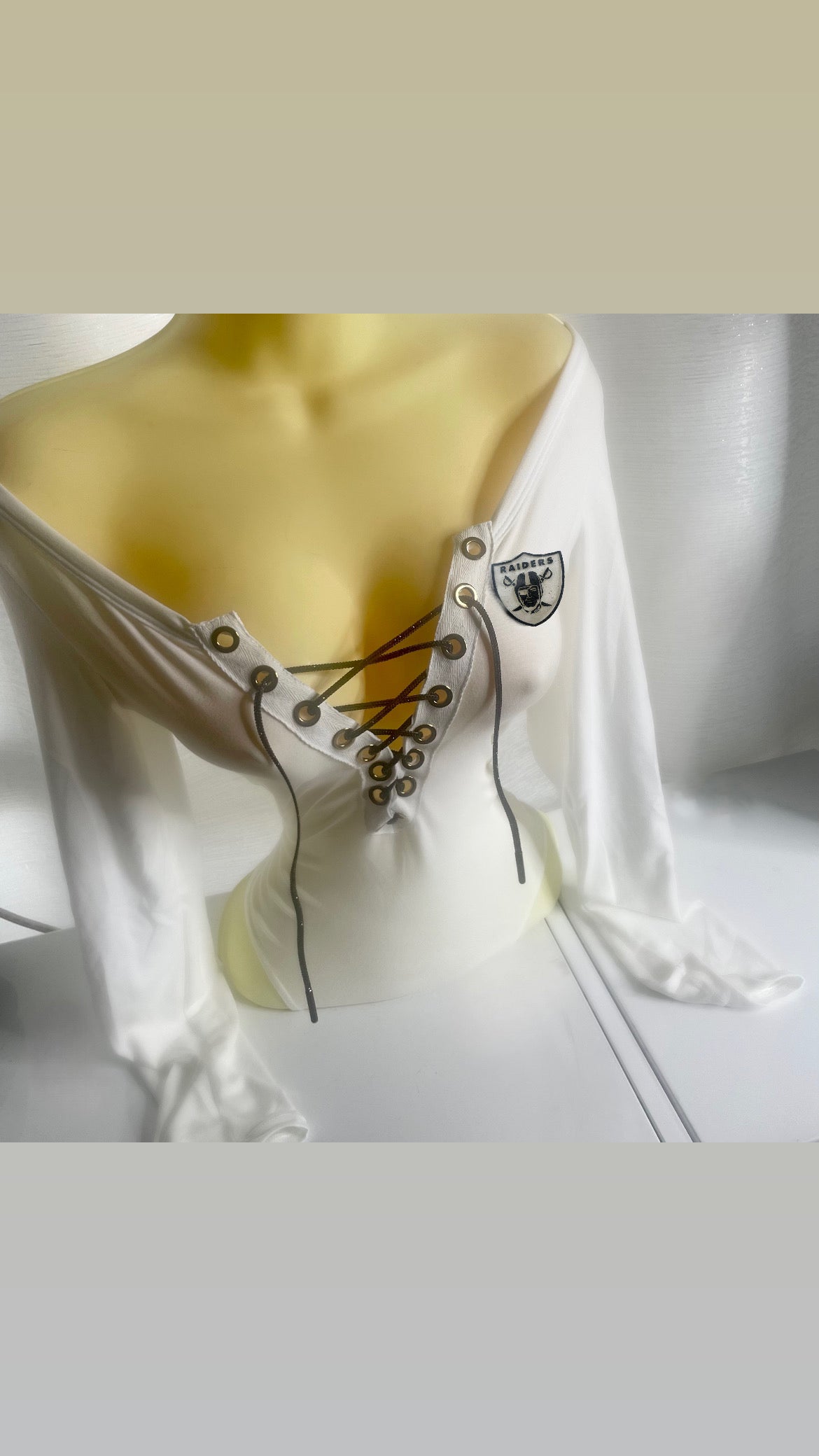 Raiders on and off the shoulder bodysuit - White