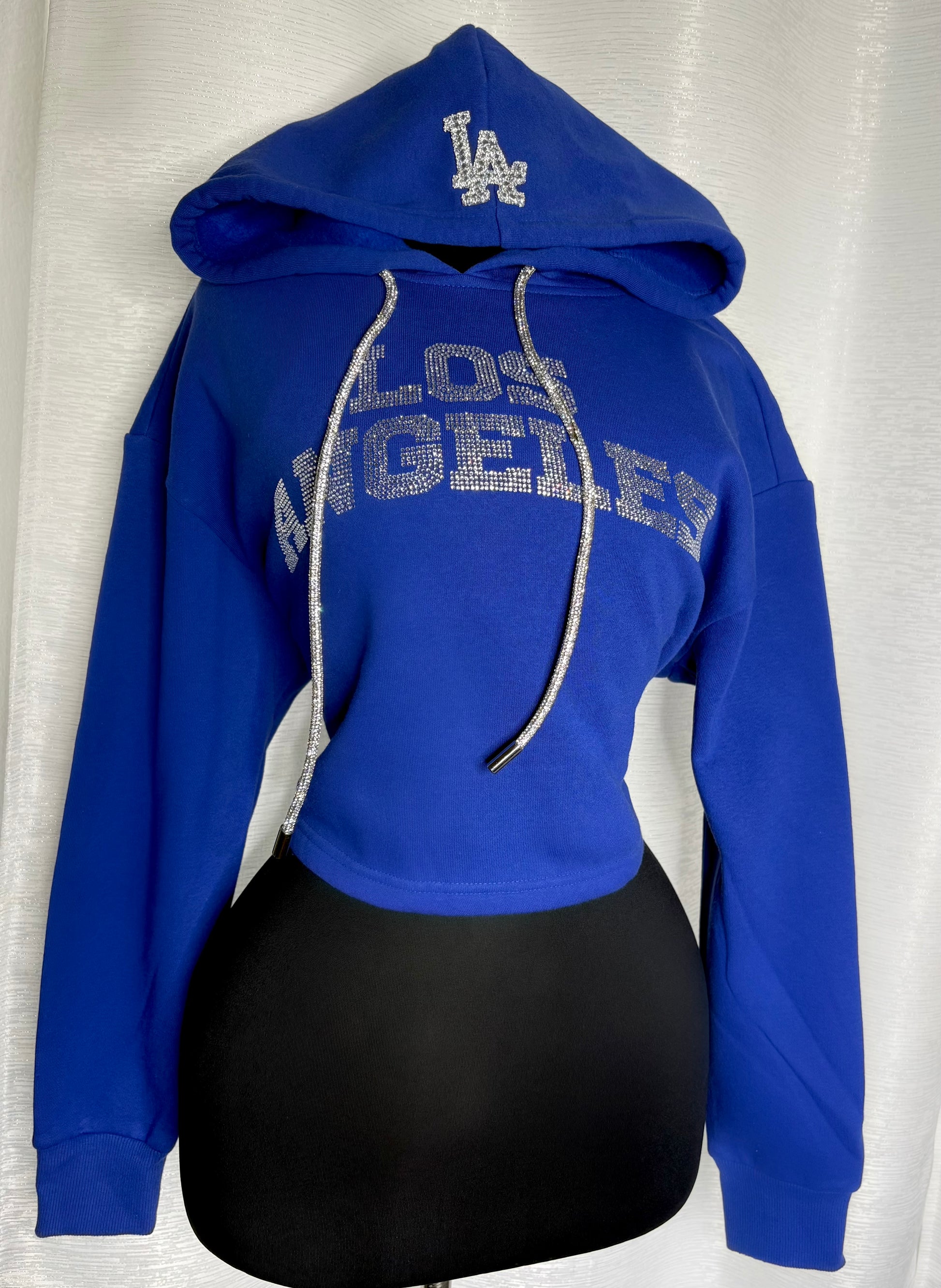 Los Angeles Rhinestone Cropped Hoodie