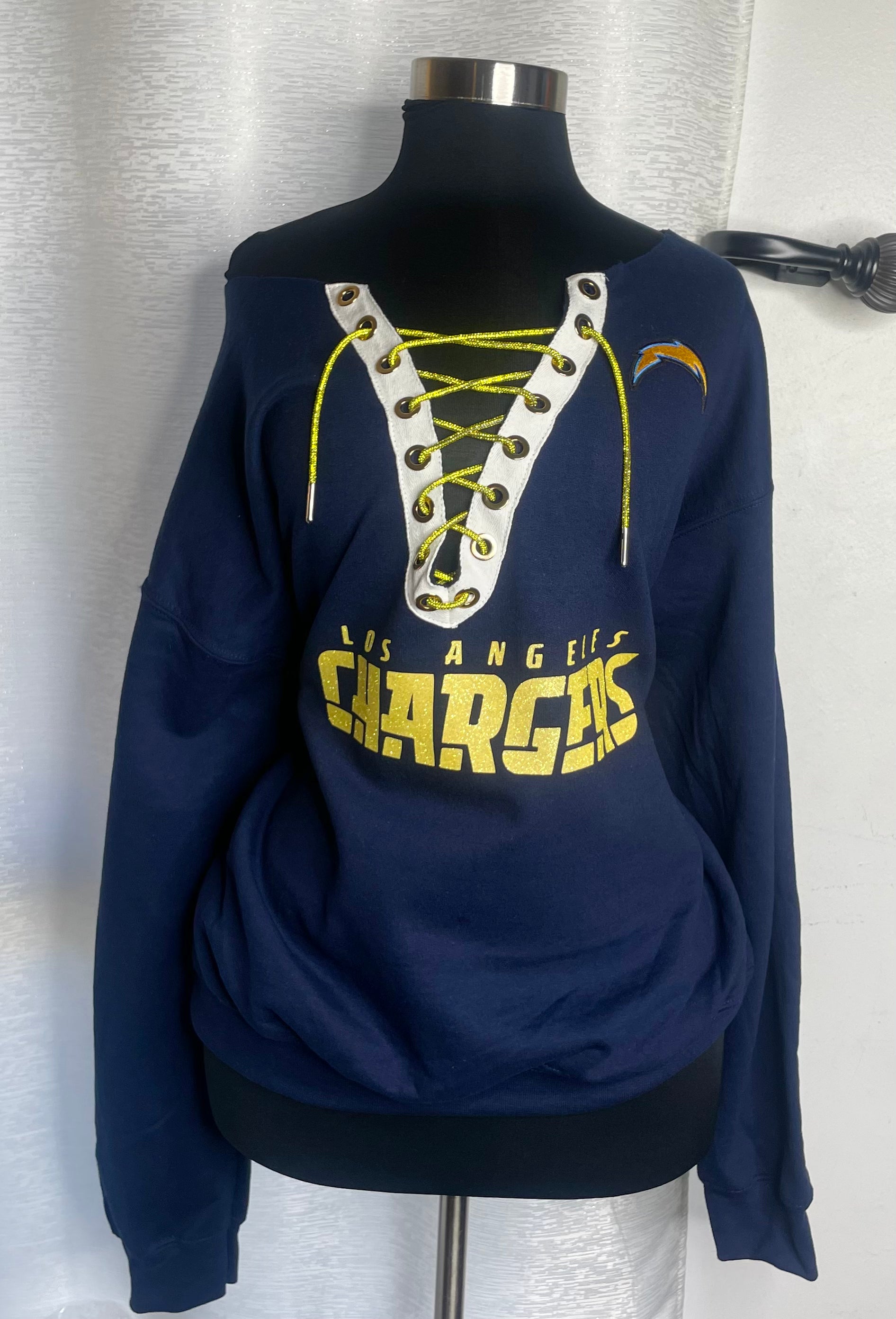 Los Angeles Chargers off the shoulder sweater - Navy Blue