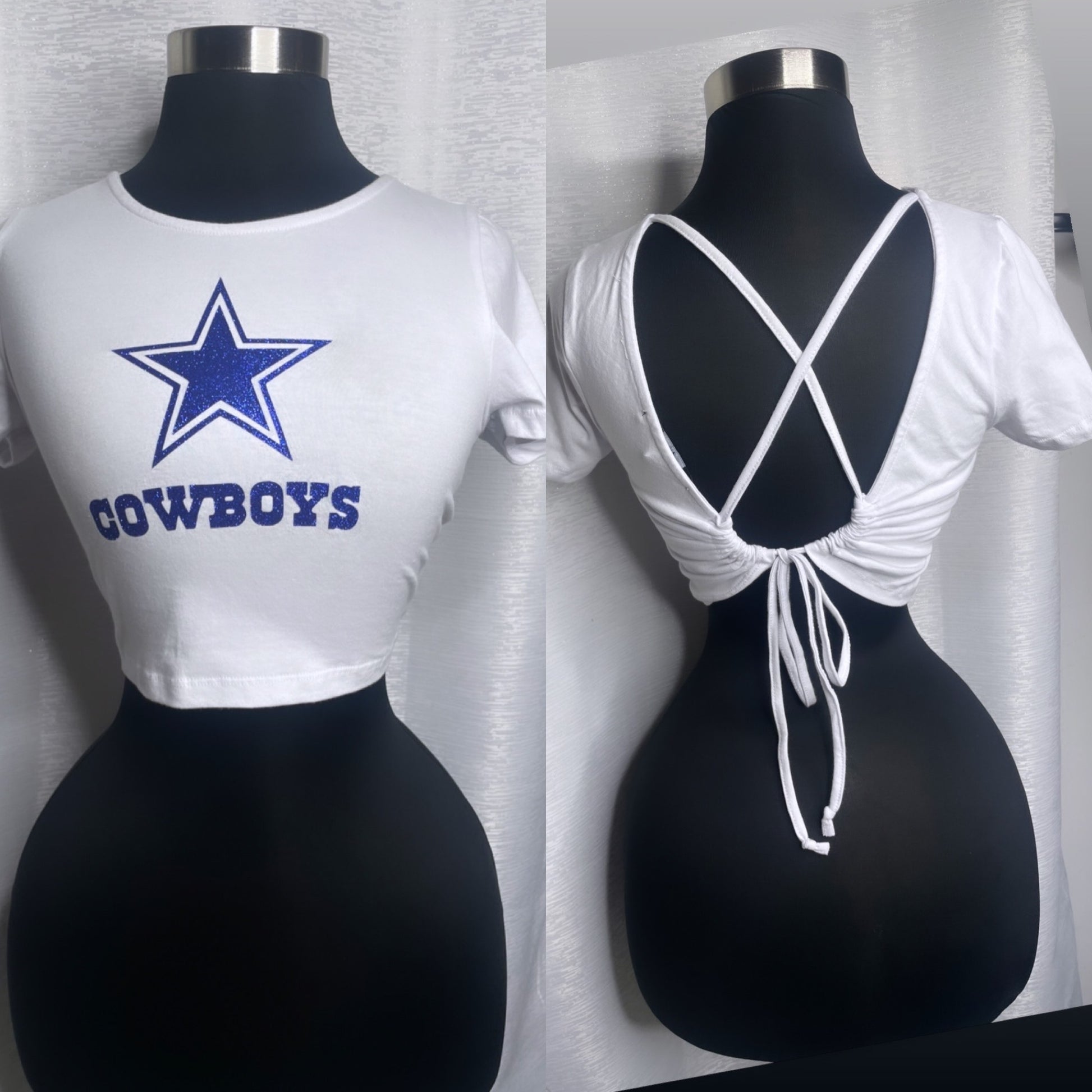 Cowboys open back crop top