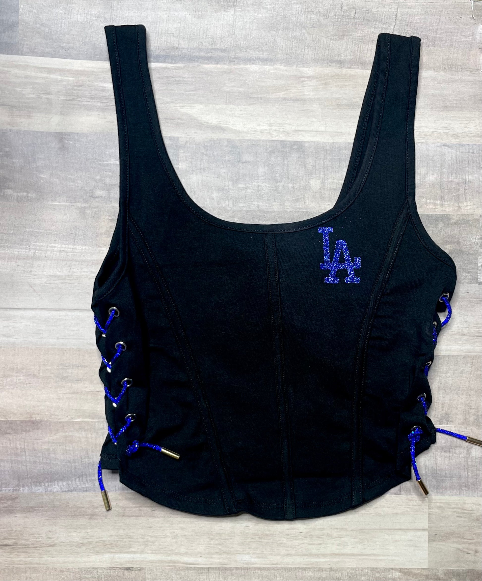 LA Corset Top - Side Cuts with a rhinestone cord