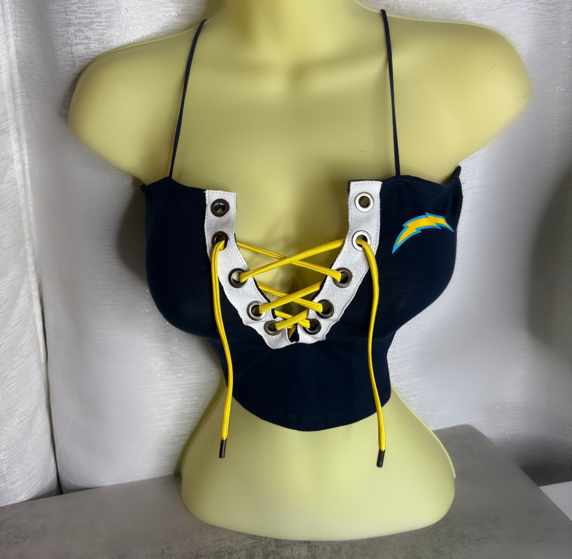 Chargers Spaghetti Crop Top - Navy Blue