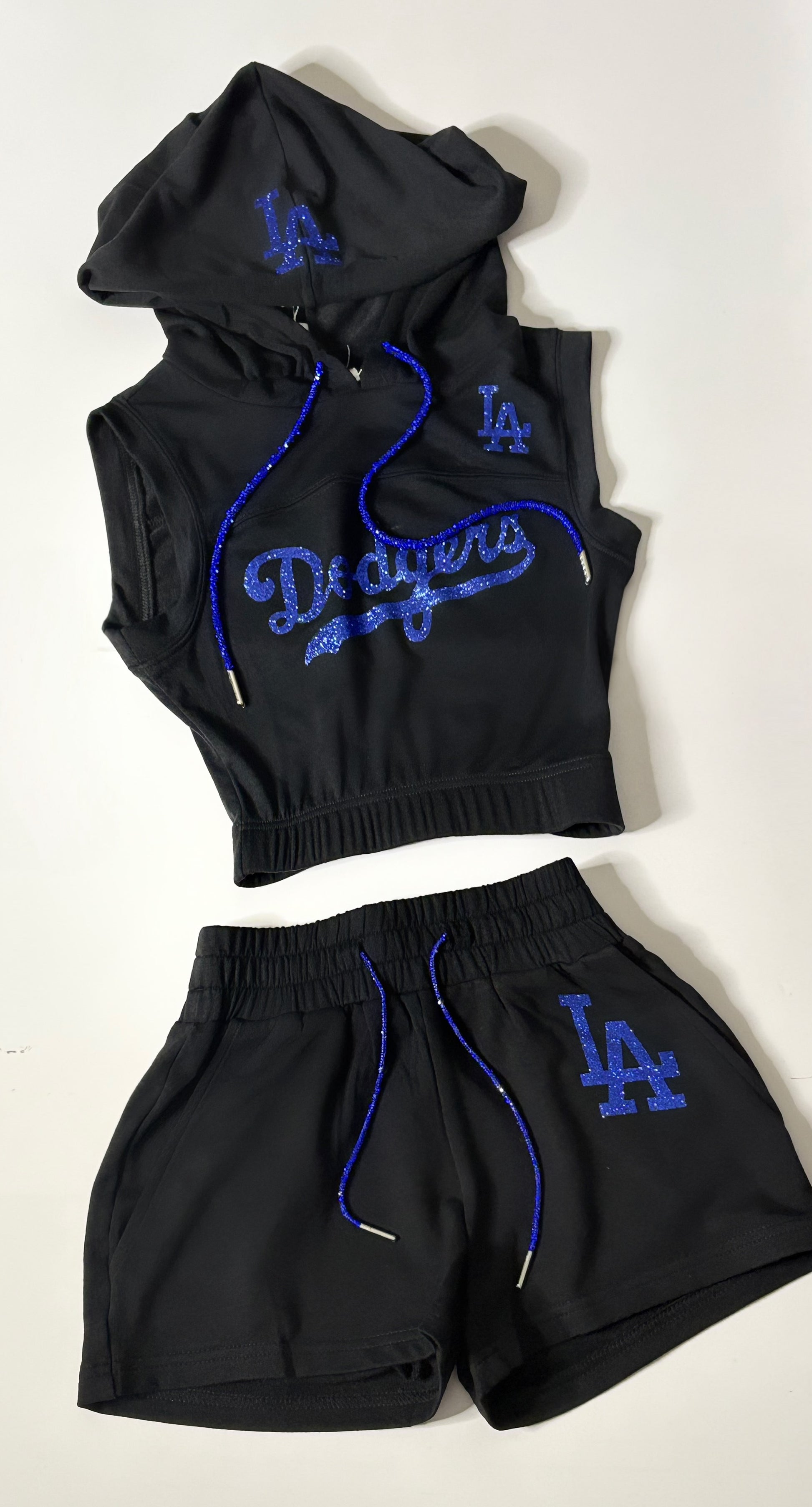 Dodgers Short Set - Glitter vinyl and two rhinestones cords.