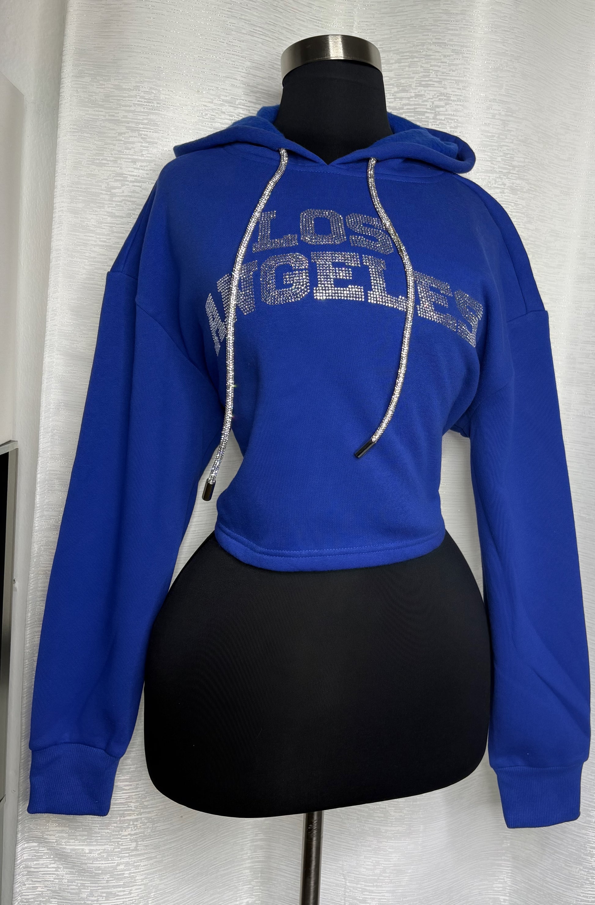 Los Angeles Rhinestone Cropped Hoodie