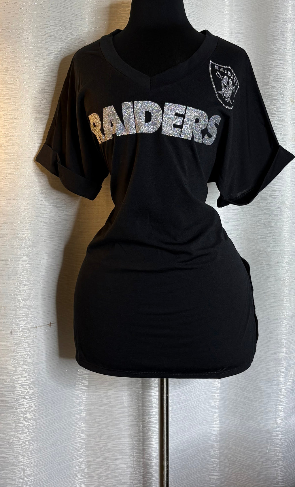 Batwing Sleeve Side Slit Oversized Tee - Raiders