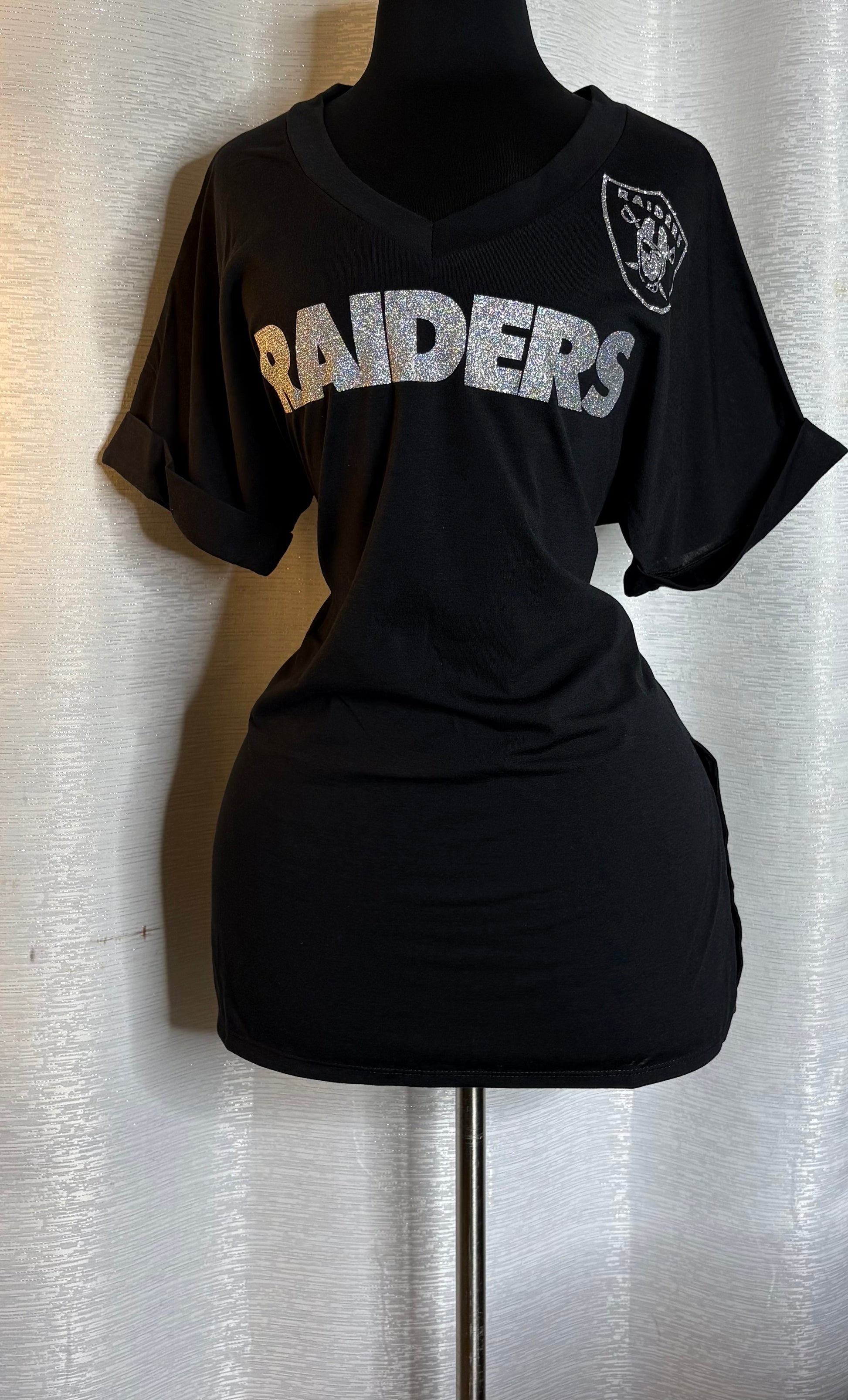 Batwing Sleeve Side Slit Oversized Tee - Raiders