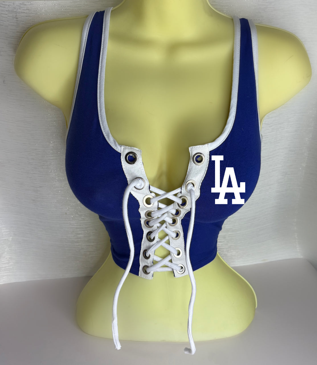 LA Contrast Crop Top - Royal Blue and White Trim