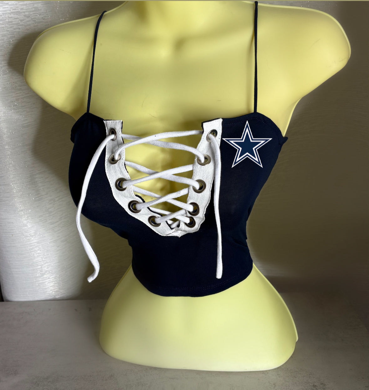 Cowboys Spaghetti Crop Top - Navy Blue