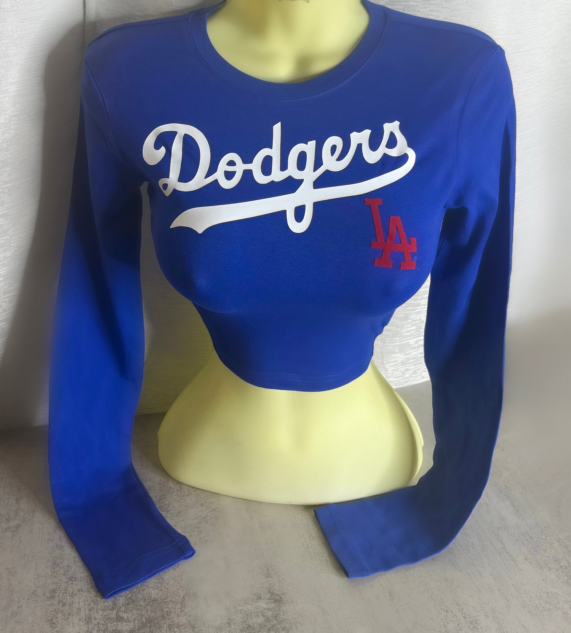 Dodgers Long Sleeve Crop Top - Royal Blue