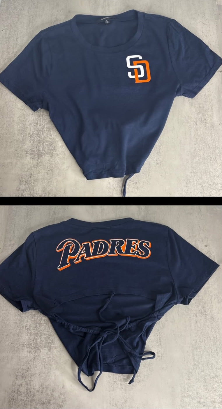 Padres Crop Top - Low back cut (Navy and Orange)