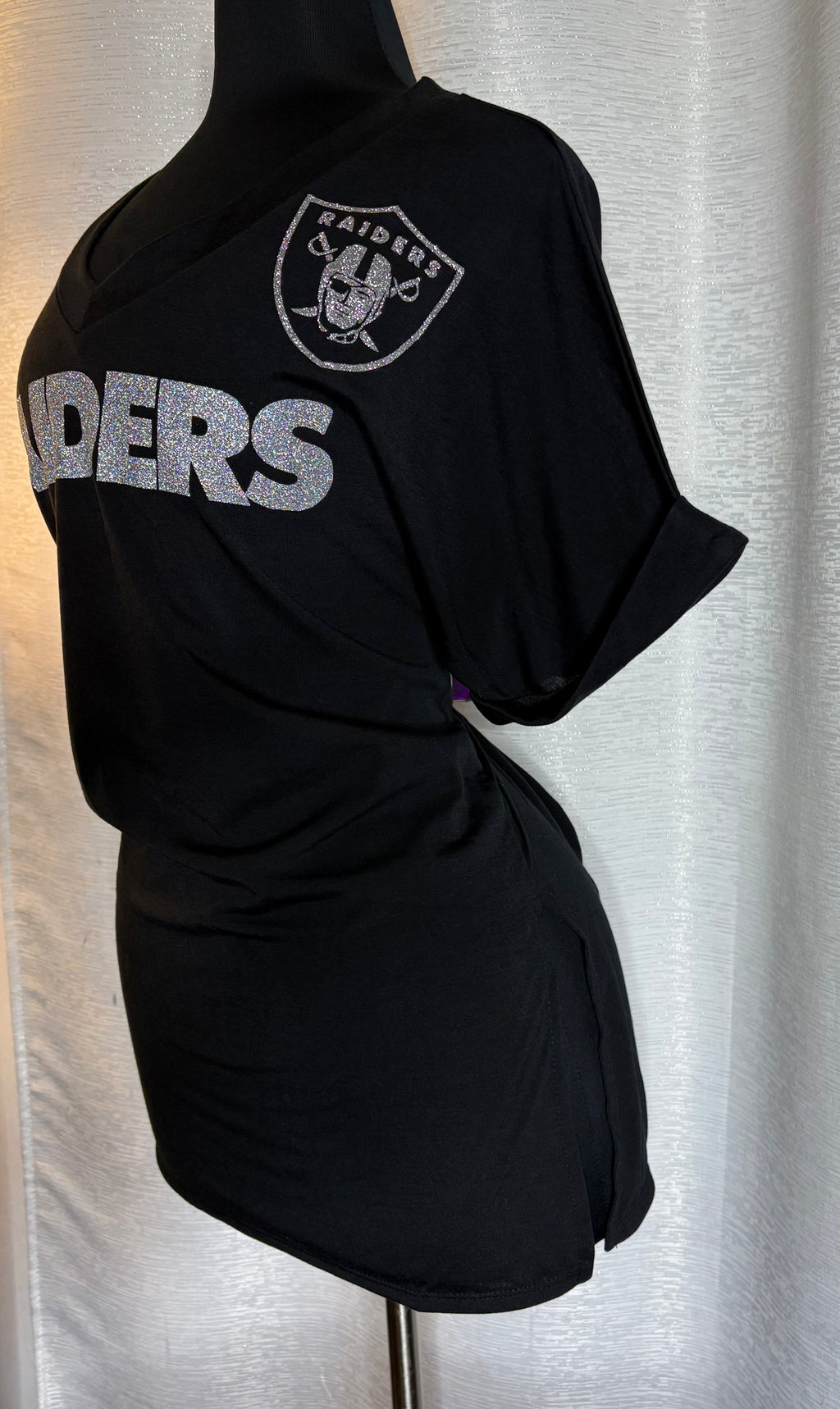Batwing Sleeve Side Slit Oversized Tee - Raiders