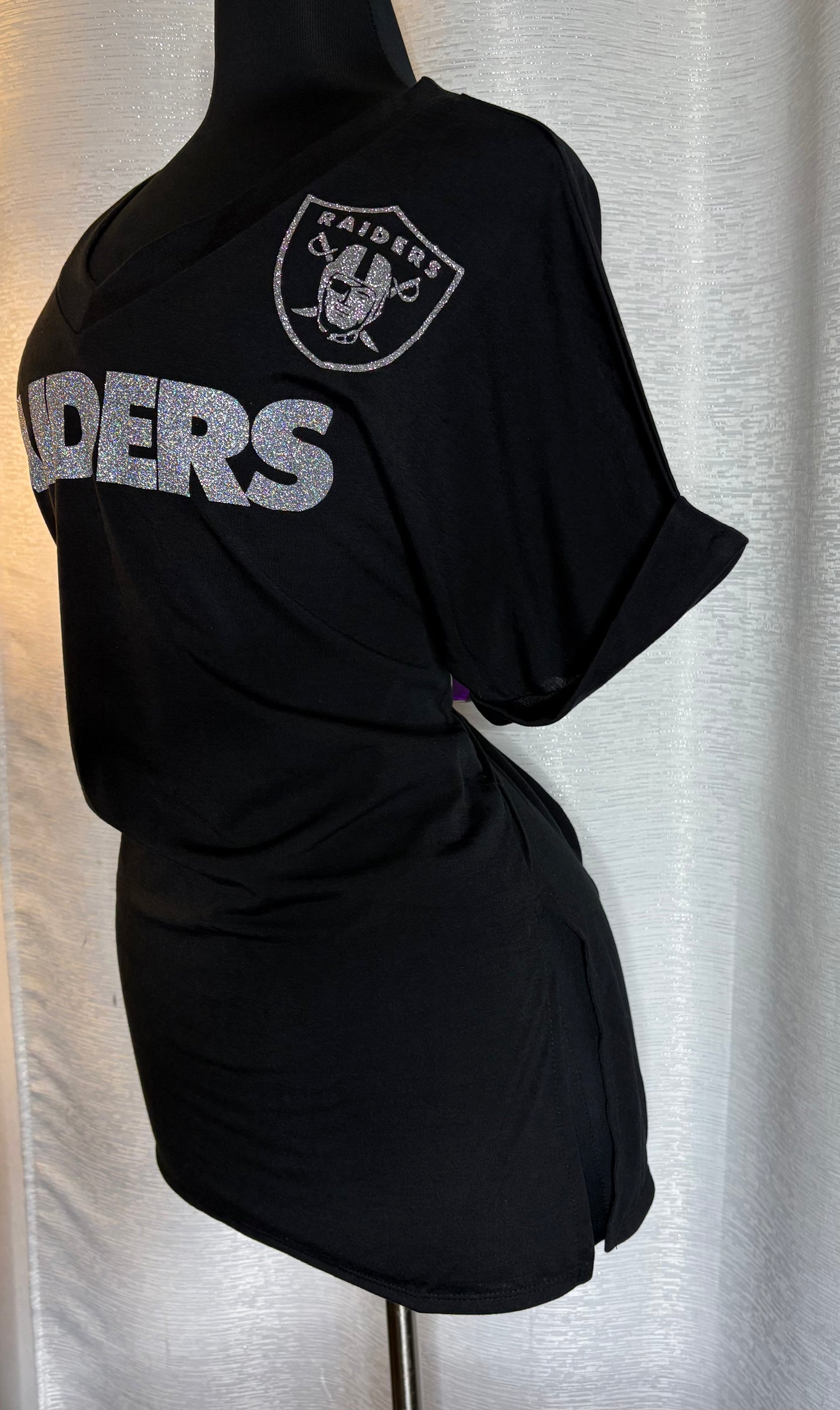 Batwing Sleeve Side Slit Oversized Tee - Raiders