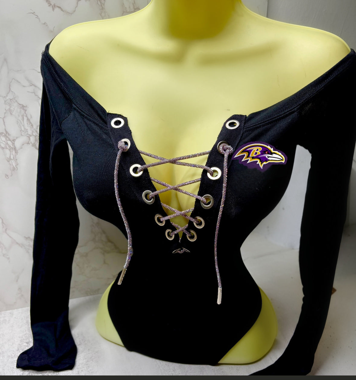 Ravens bodysuit (off the shoulder)