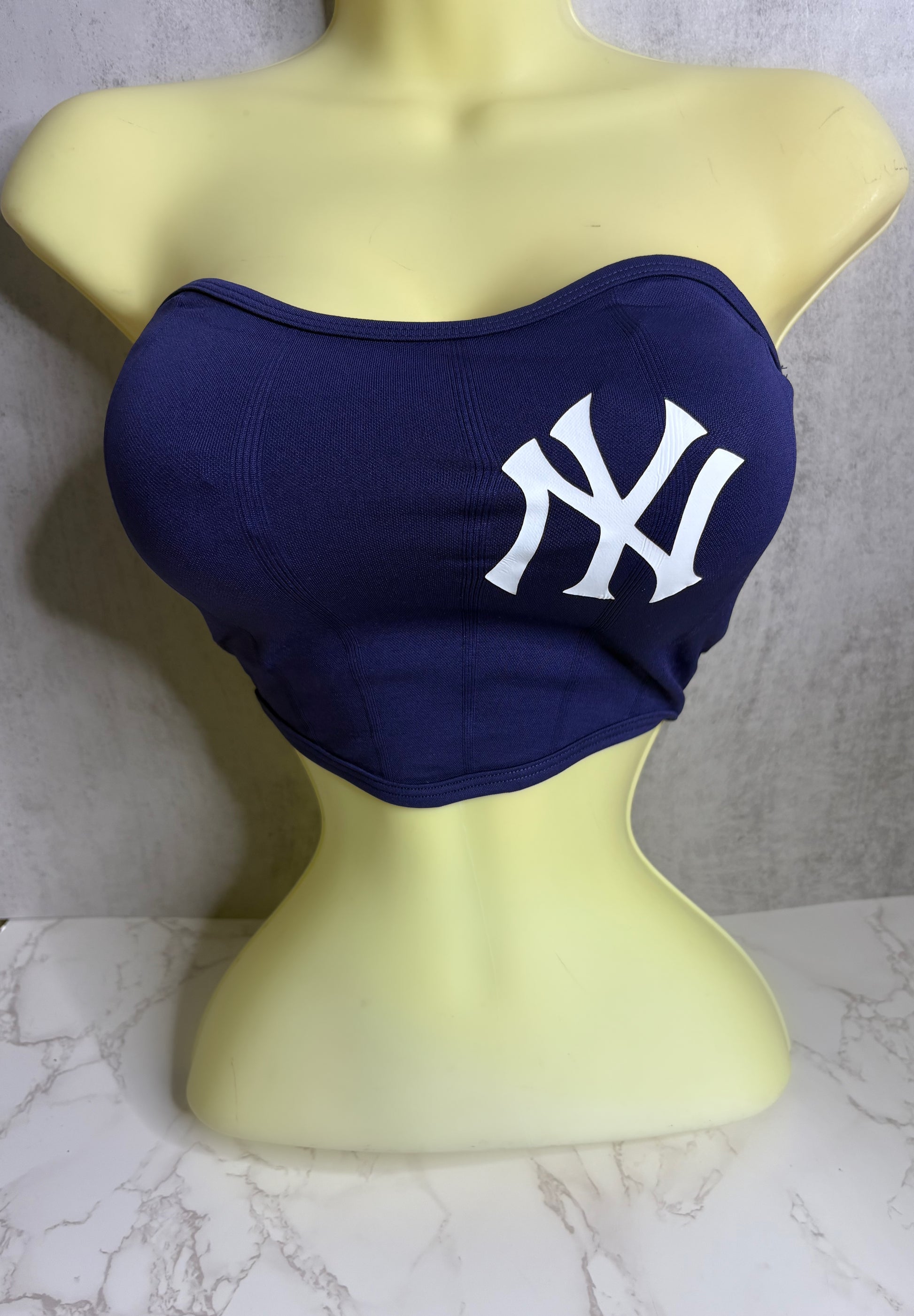 NY Yankees - Built in Bra Bandeau Top - Navy