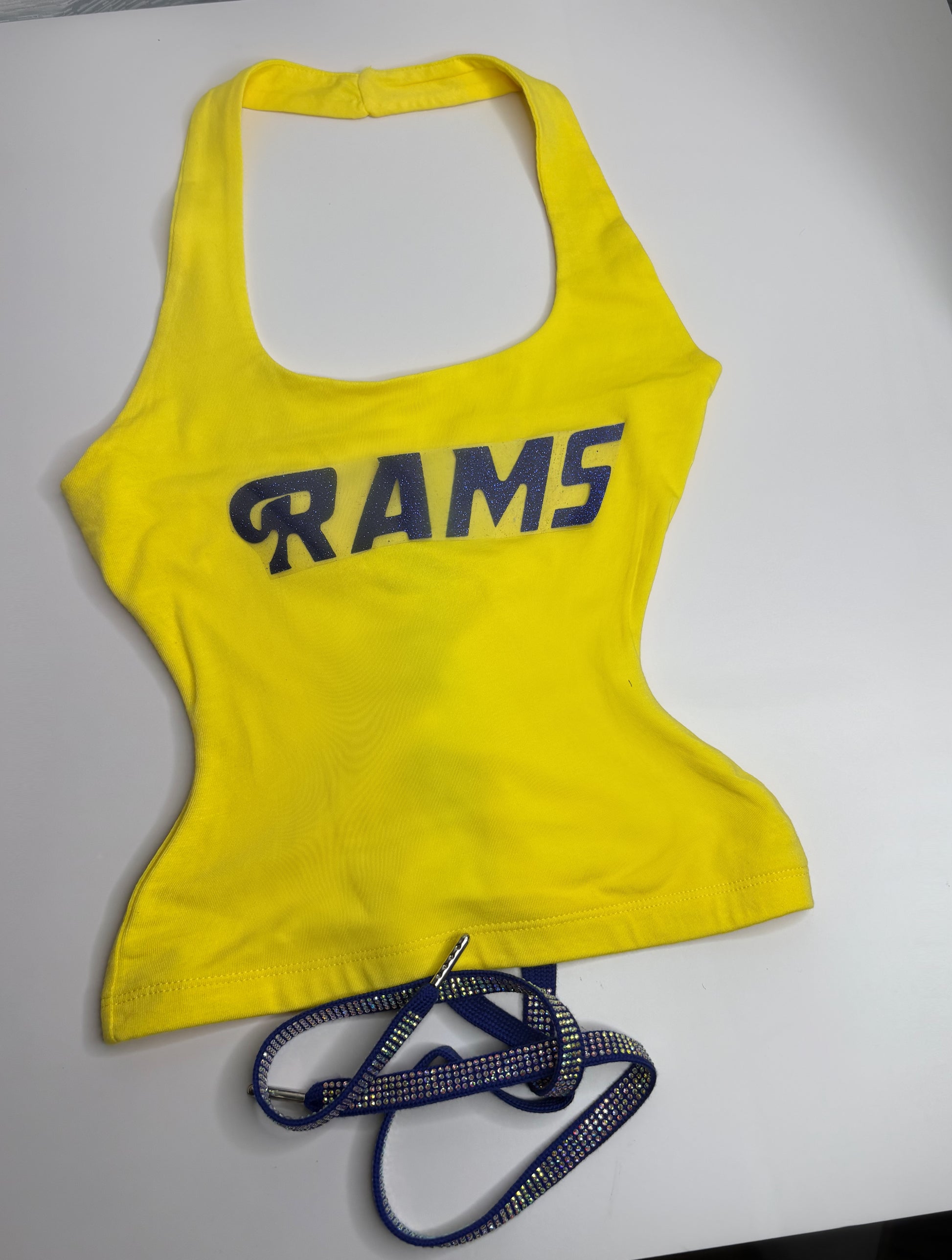 LA Rams Open Back Halter Top - Yellow