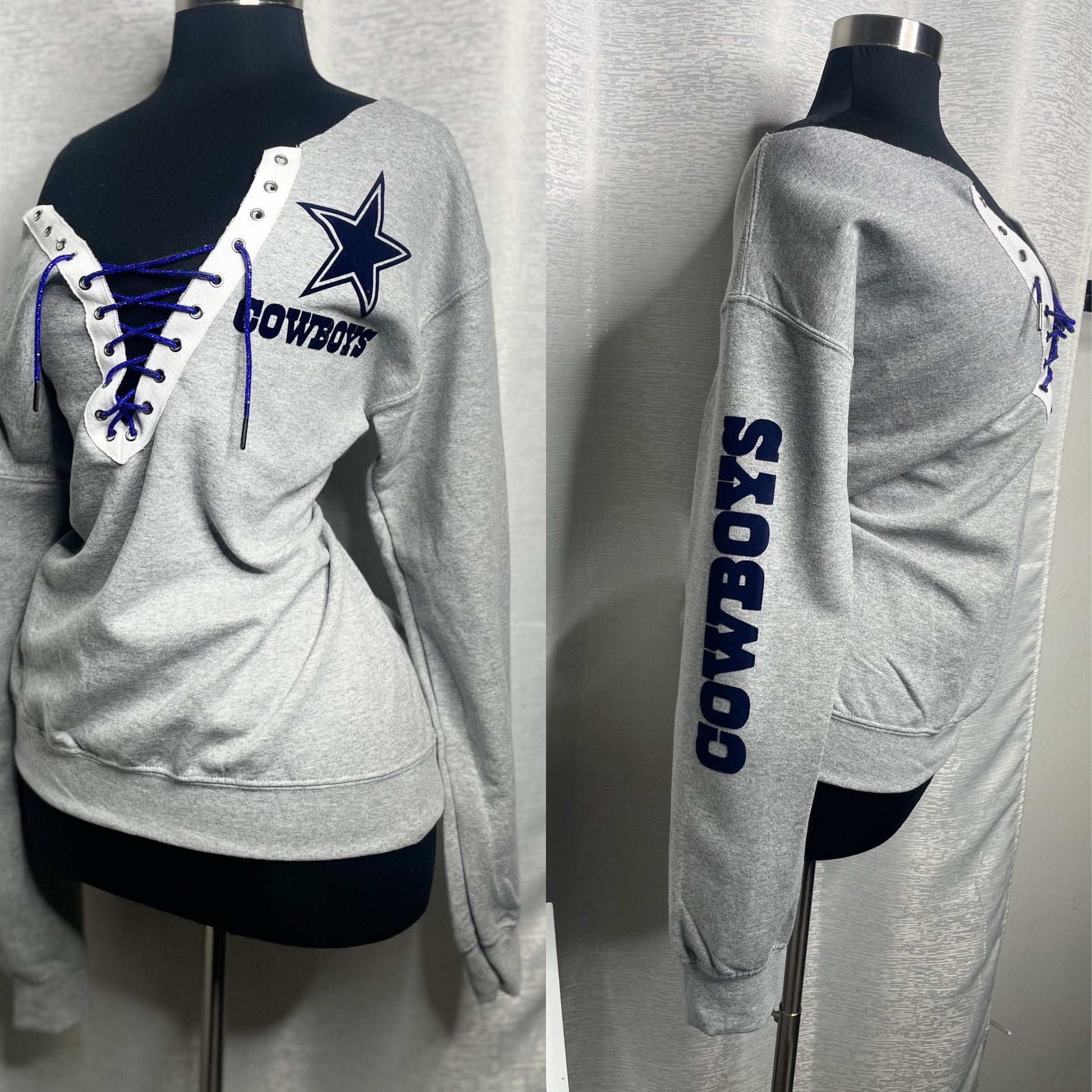 Cowboys off the shoulder sweater “Heather Grey”