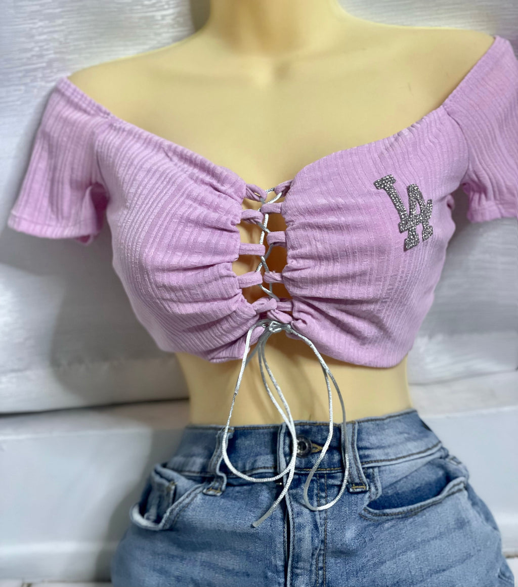 Dodgerette Crop Top - Pink no