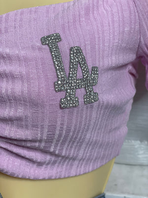 Dodgerette Crop Top - Pink