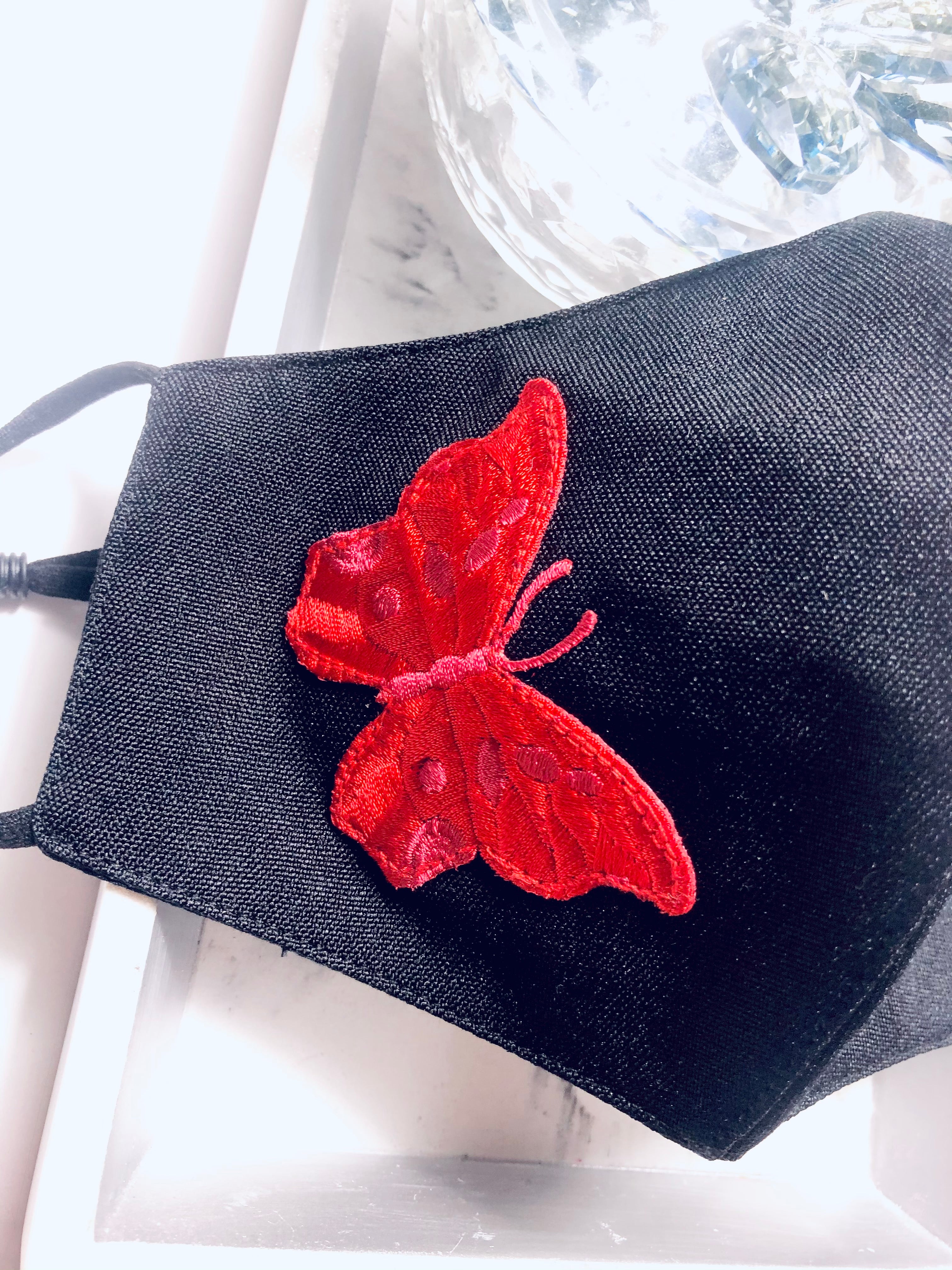 Face Mask - Red Butterfly