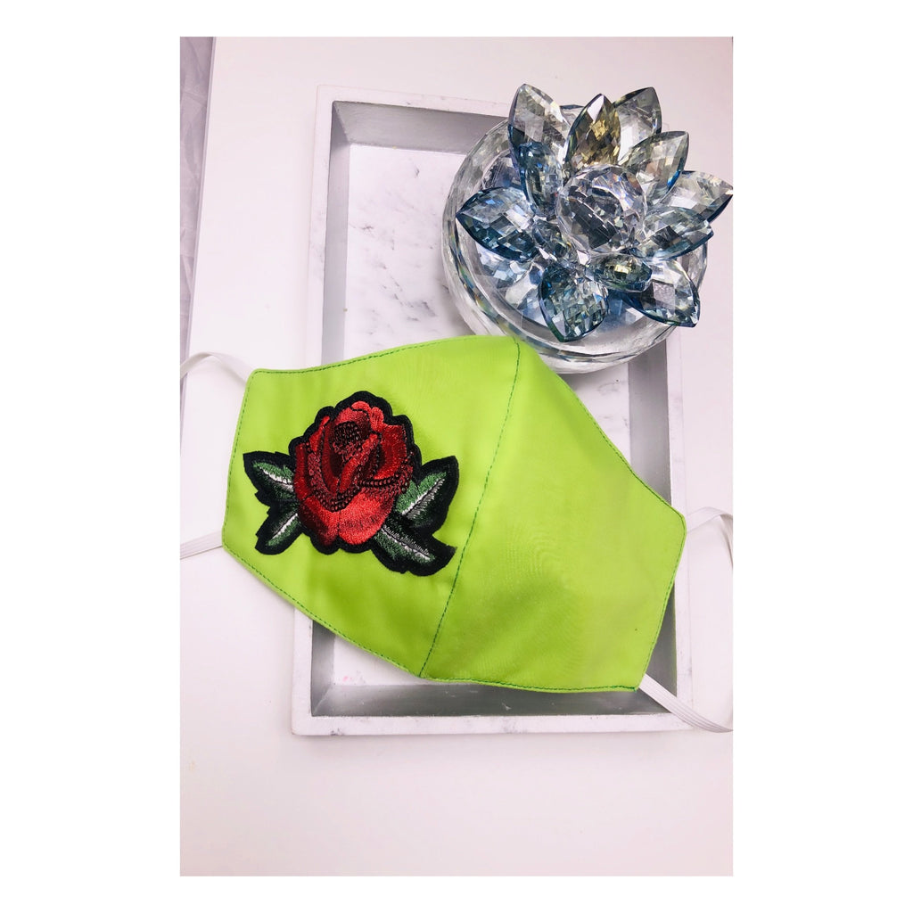 Face Mask - Rose (Lime Green) - Hot L.A. Fashion 