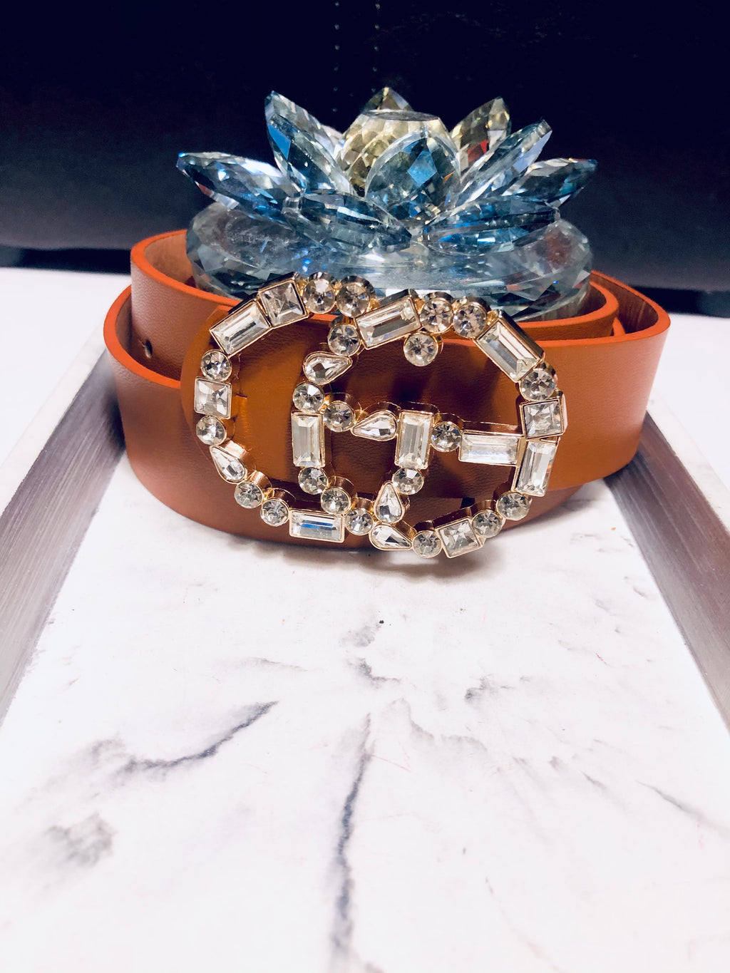 GG Drip Jewel Jean Belt - Cognac