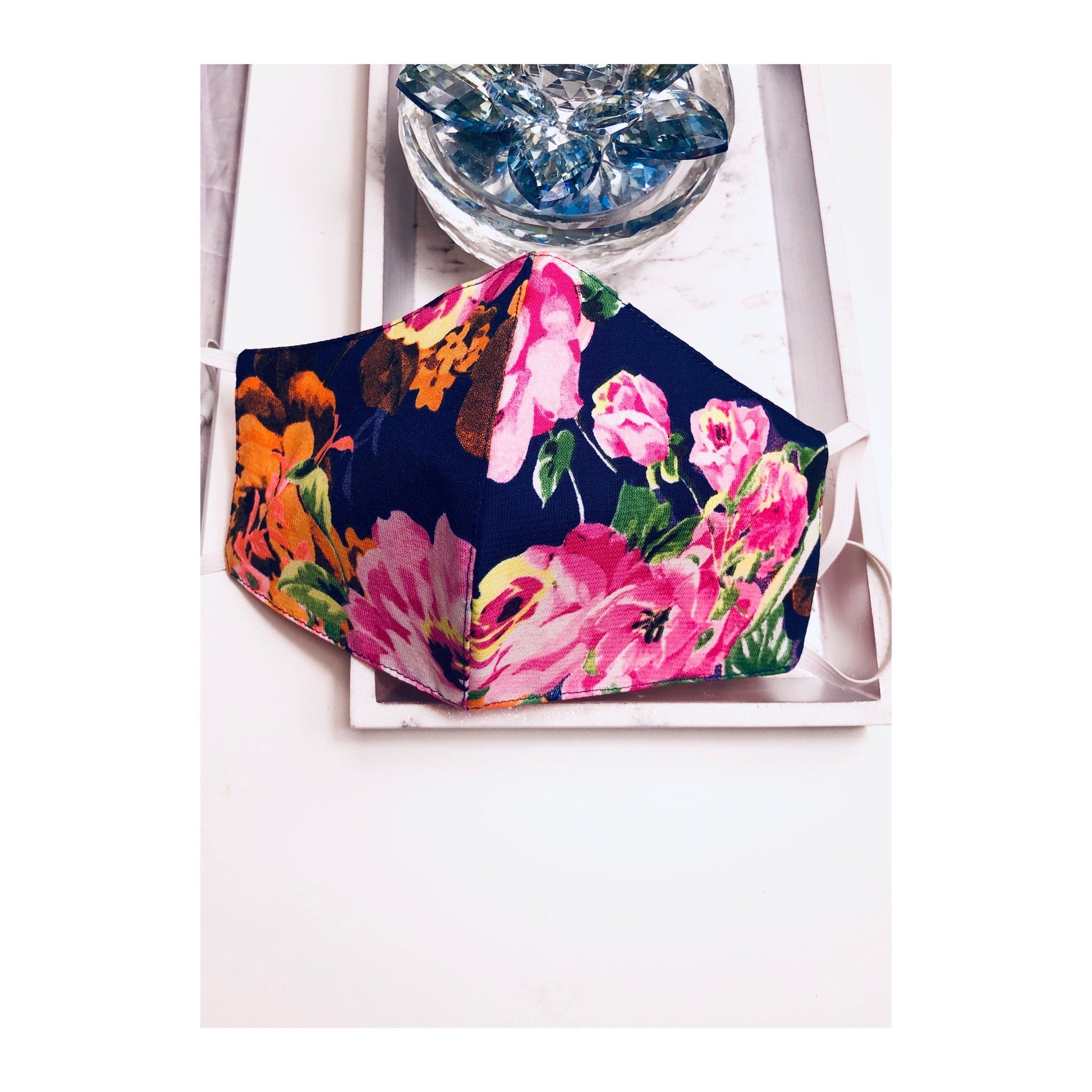Floral Face Mask - Blue/Pink/Orange - Hot L.A. Fashion 