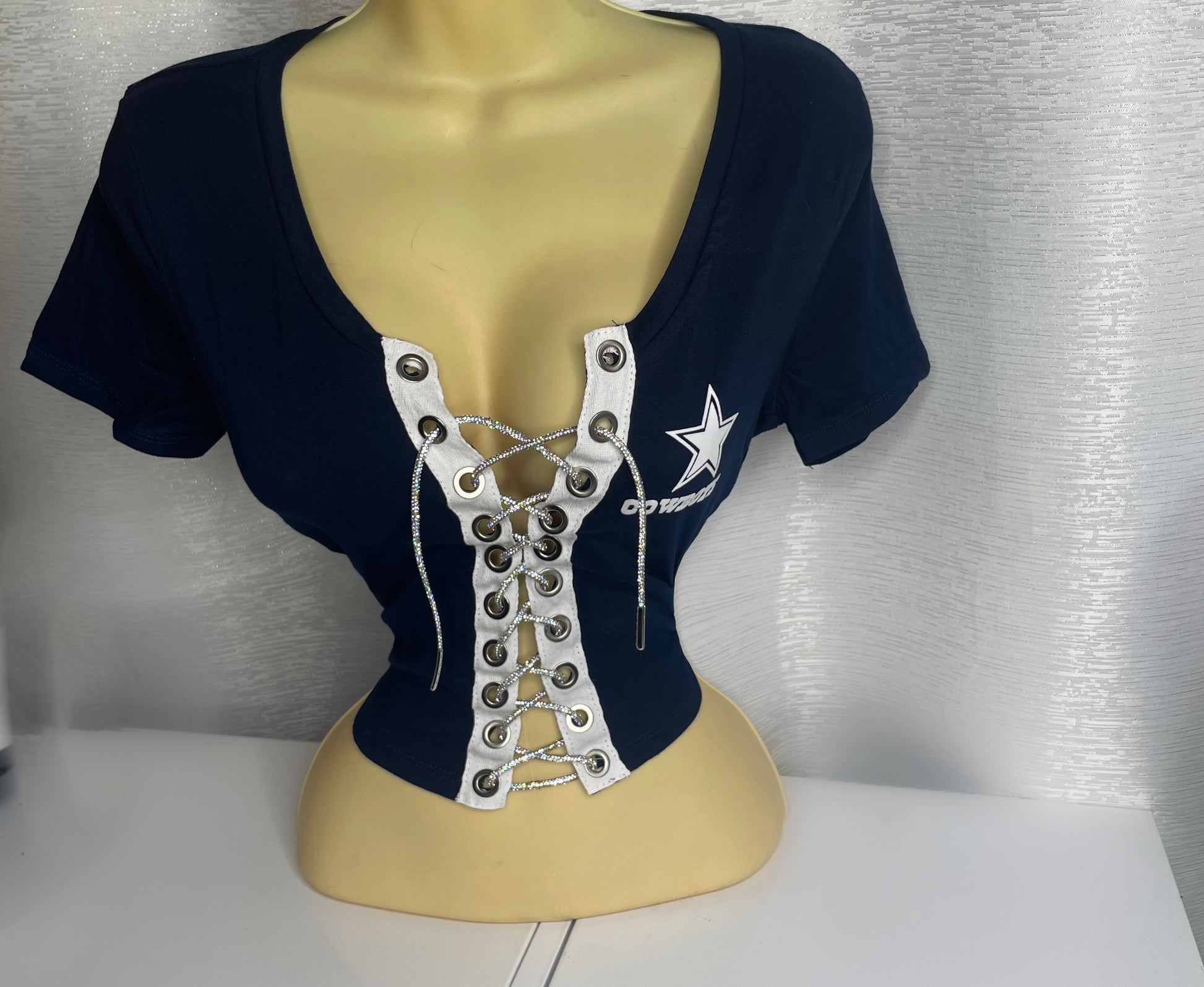 Cowboys Crop Top - Navy