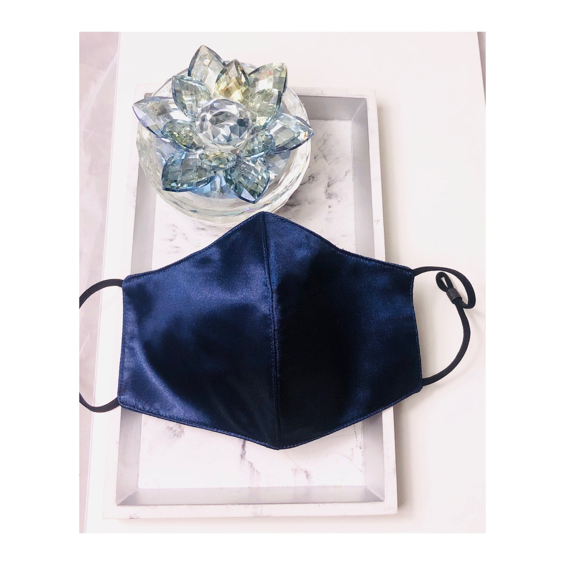 Satin Face Mask - Navy Blue - Hot L.A. Fashion 