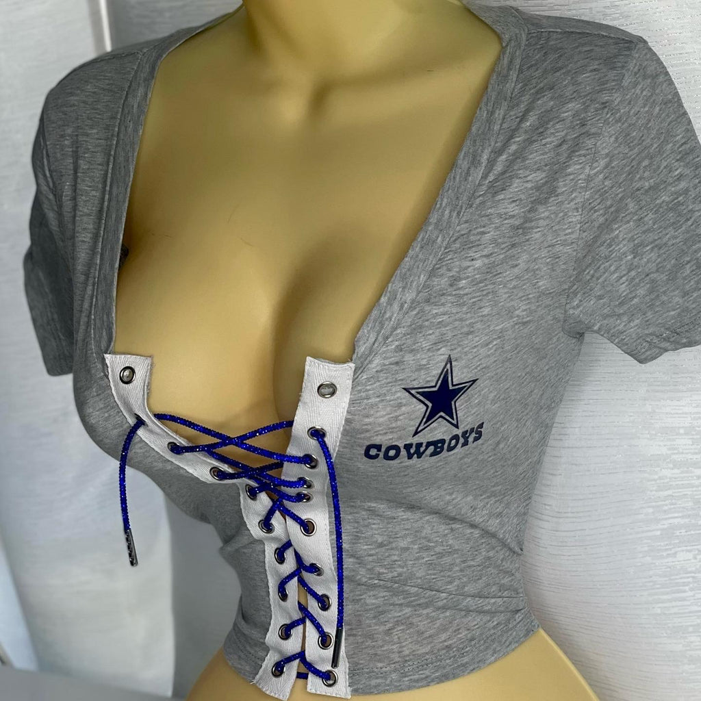 Dallas Cowboys Crop Top - Heather Gray Hot L.A. Fashion Dallas Cowboys Crop Top - Heather Gray Hot L.A. Fashion