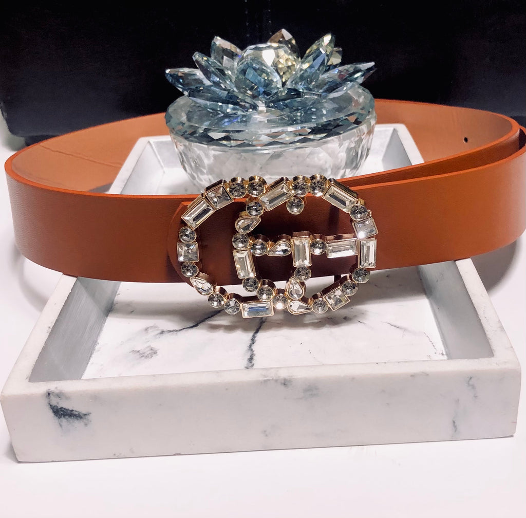 GG Drip Jewel Jean Belt - Cognac