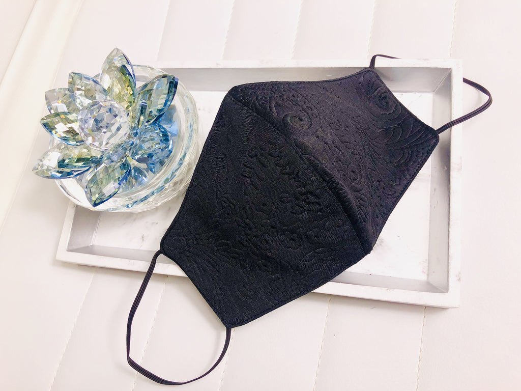 Face Mask- Embroidered Black - Hot L.A. Fashion 