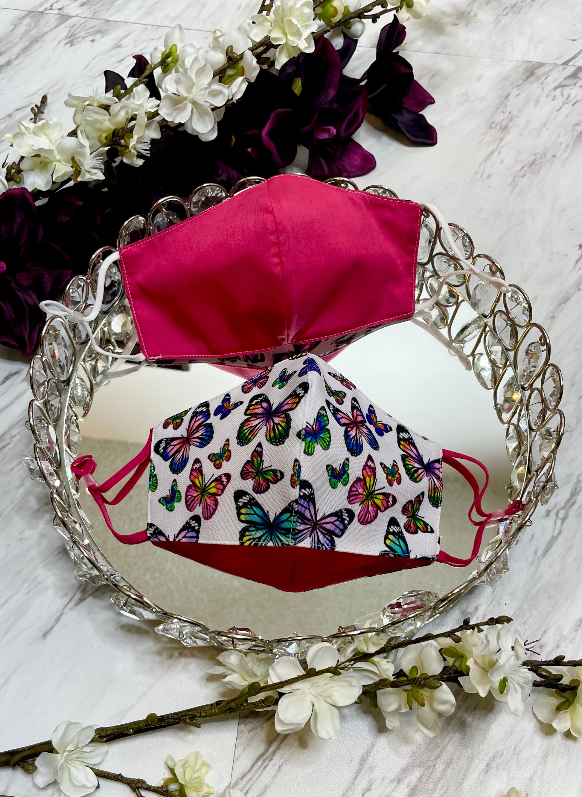 Butterflies Face Mask - Pink