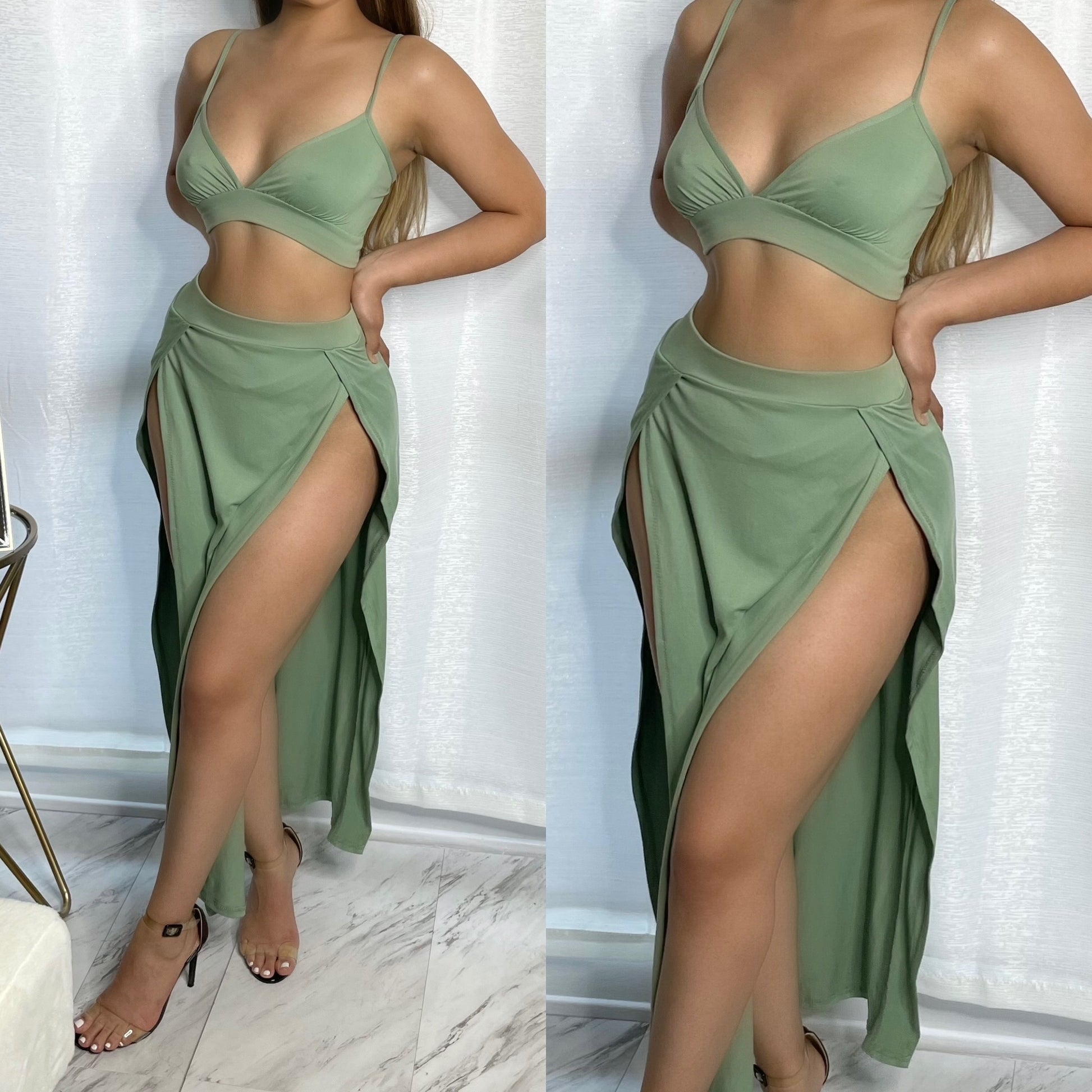Pool Day Skirt Set - Sage
