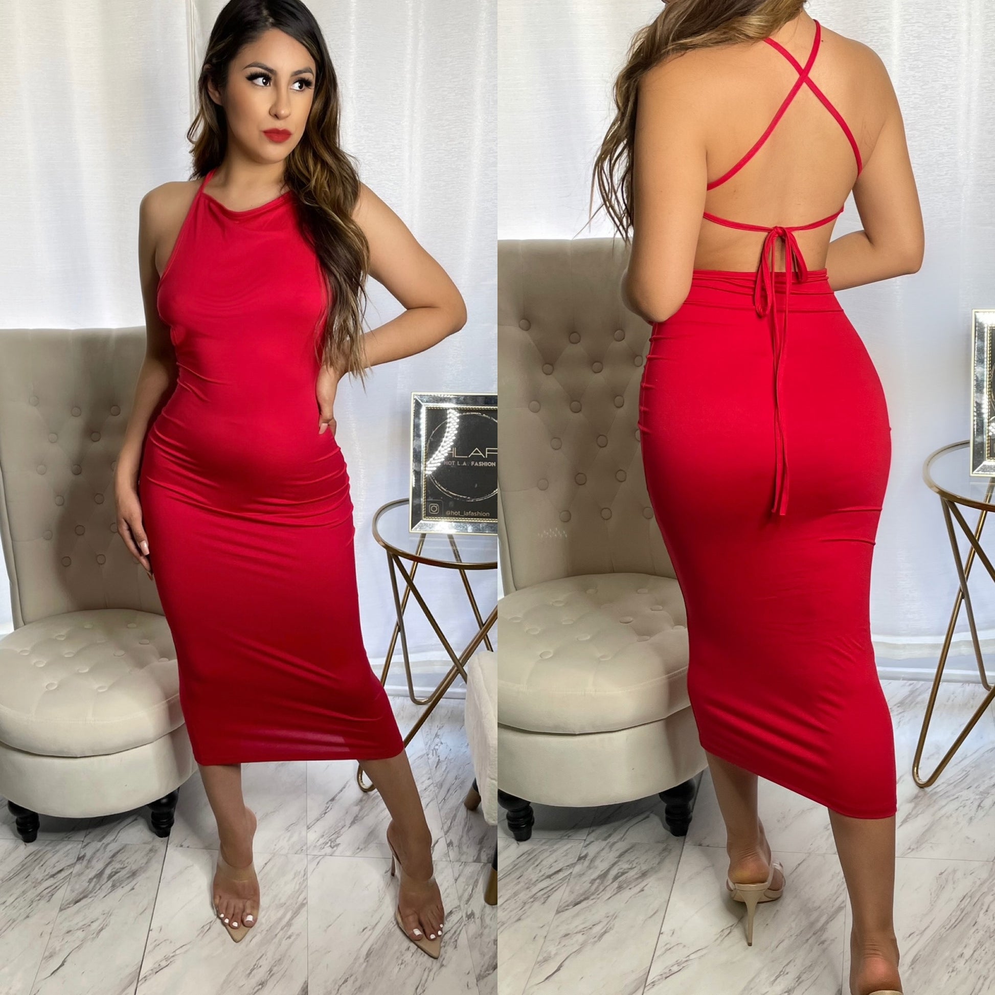 Miami NIghts Midi Dress - Red
