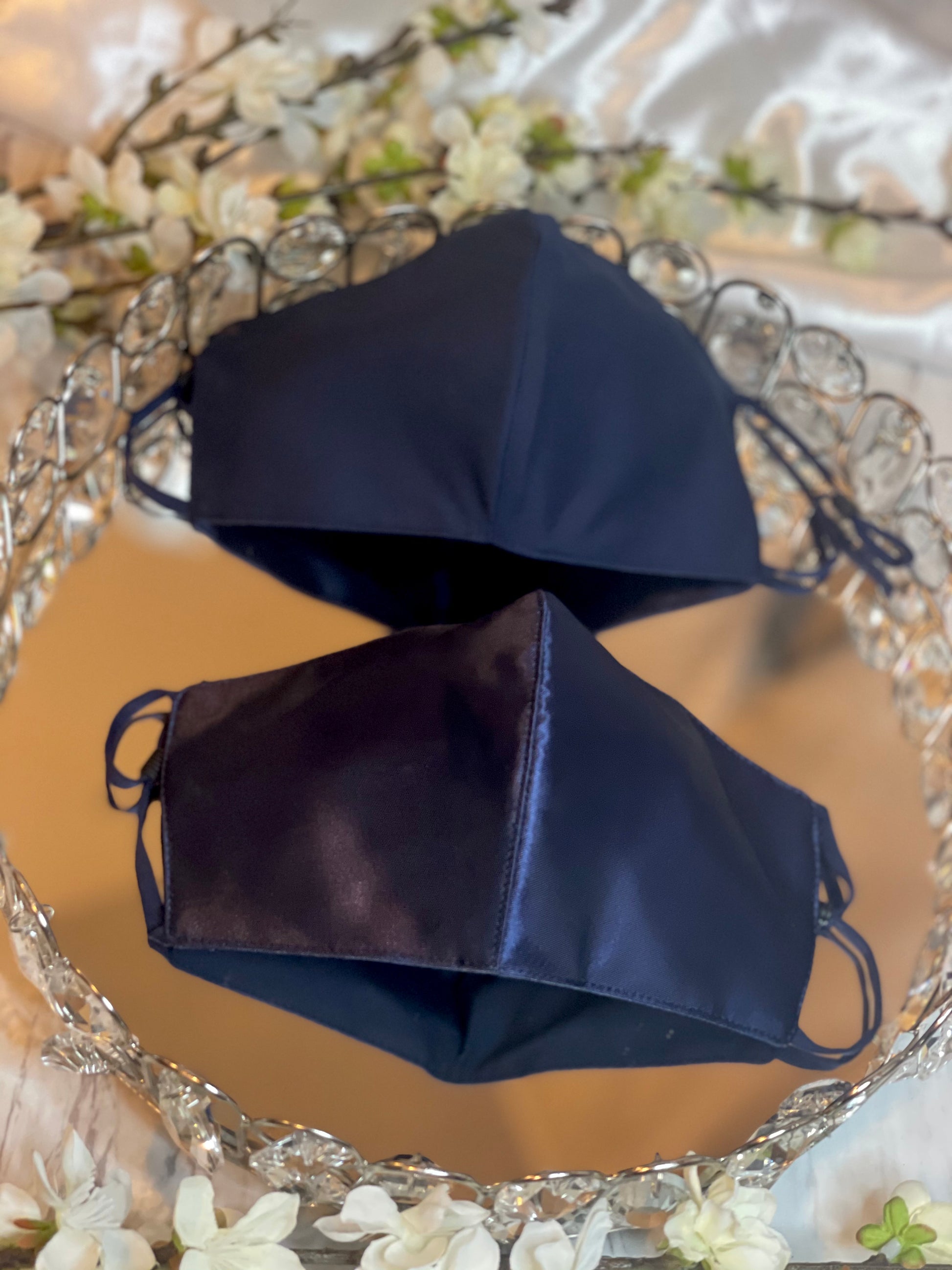 Satin Face Mask - Navy Blue