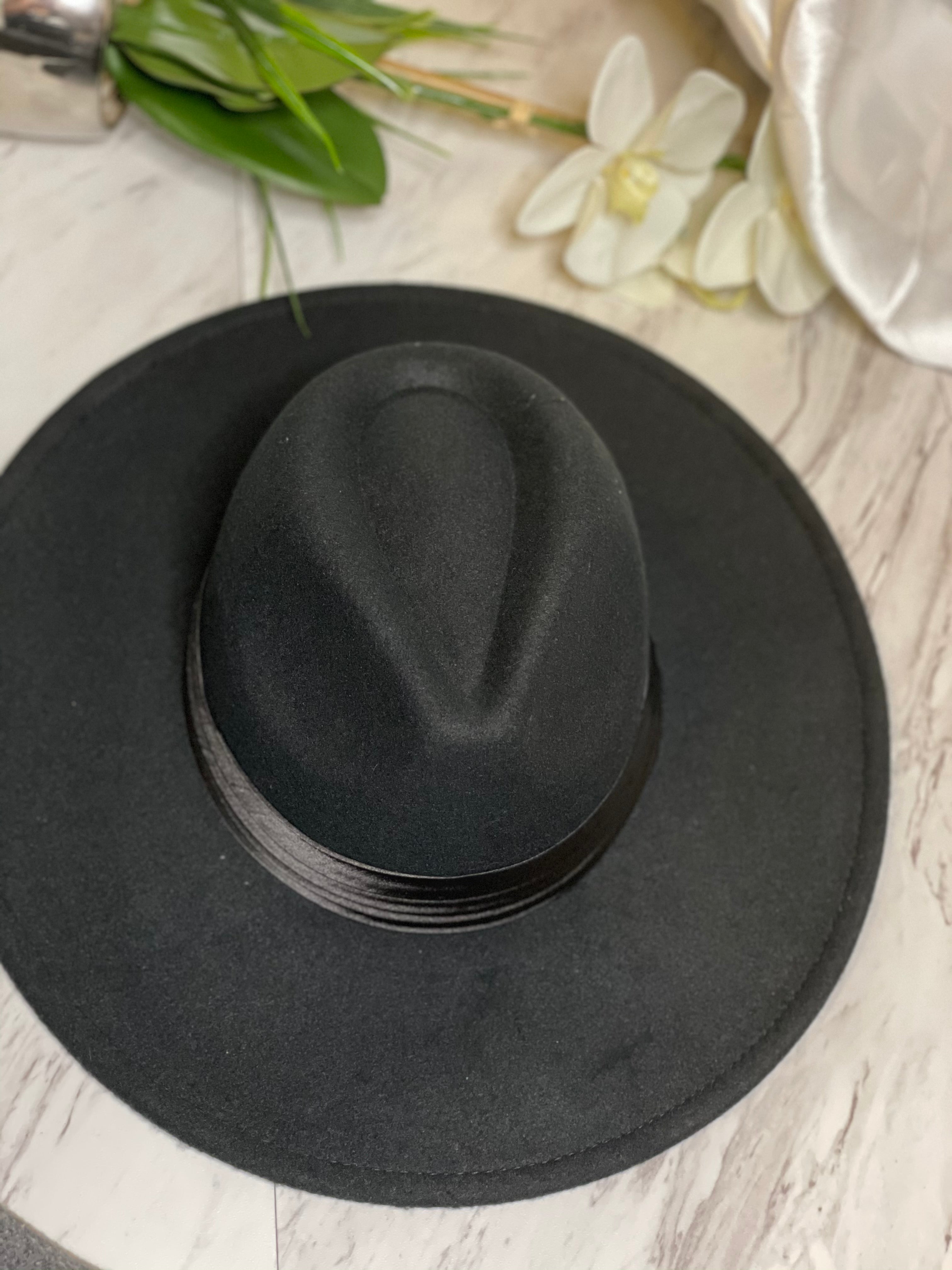 Fedora Hat with Satin Band - Black