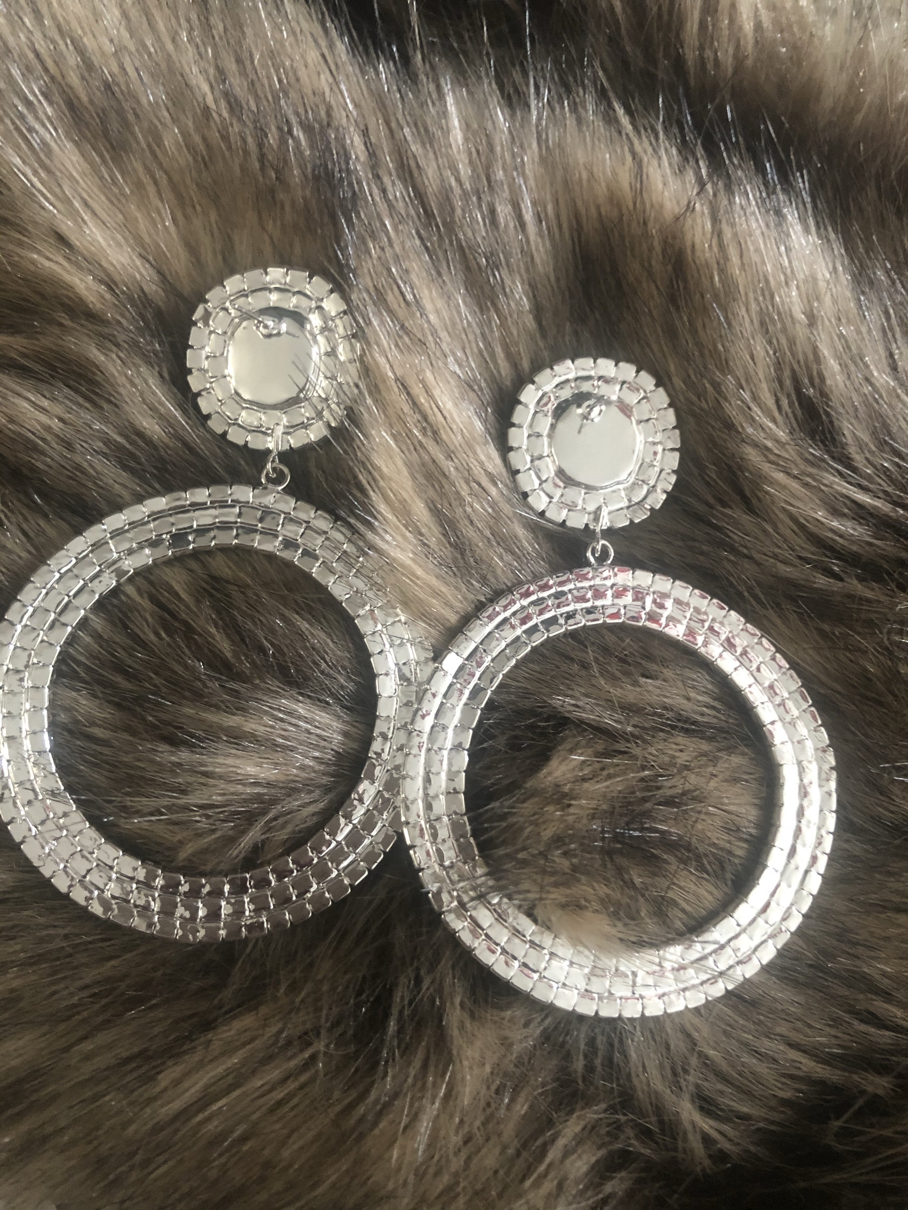 Lush Rhinestone Earrings - Silver - Hot L.A. Fashion 