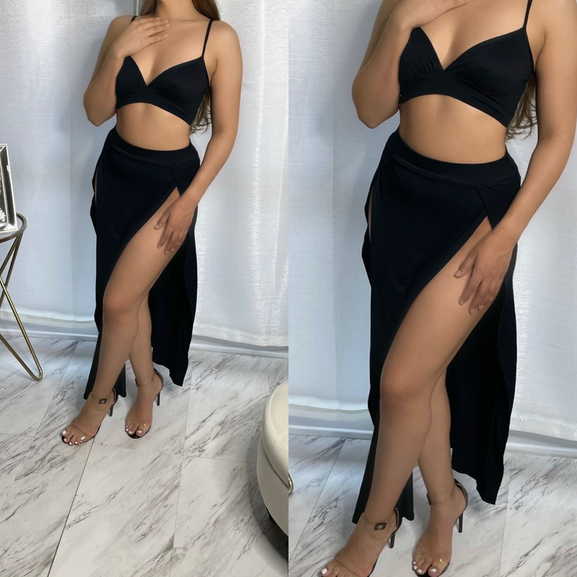 Pool Day Skirt Set - Black