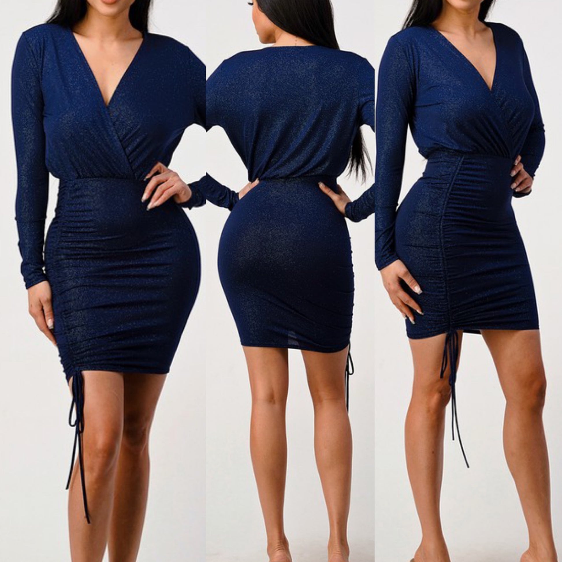 Midnight Glow Glitter Dress - Navy