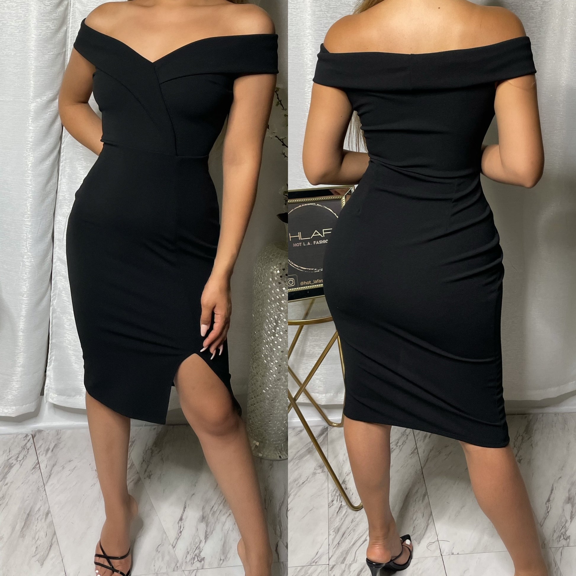 Upscale City Girl Midi Dress - Black