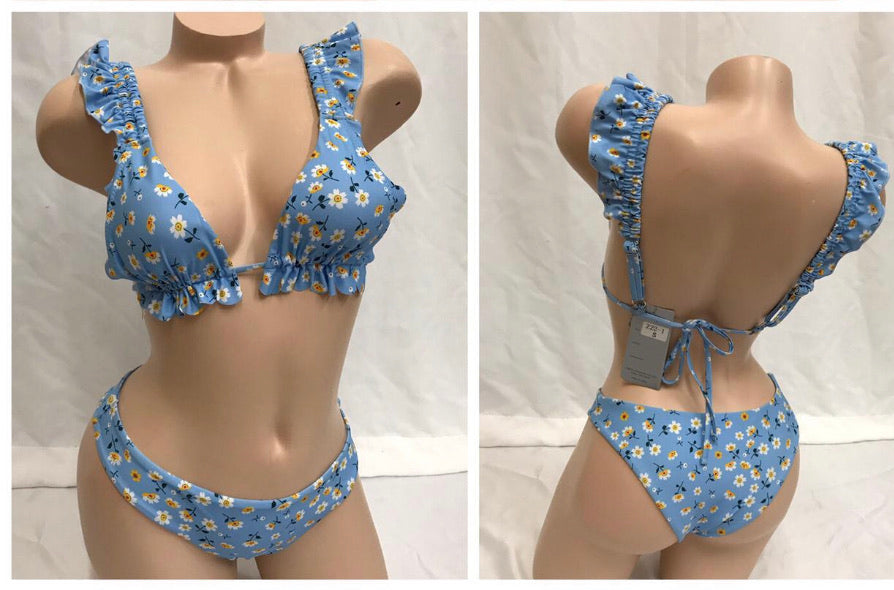 Daisy Two-Piece Bathing Suit - Baby Blue