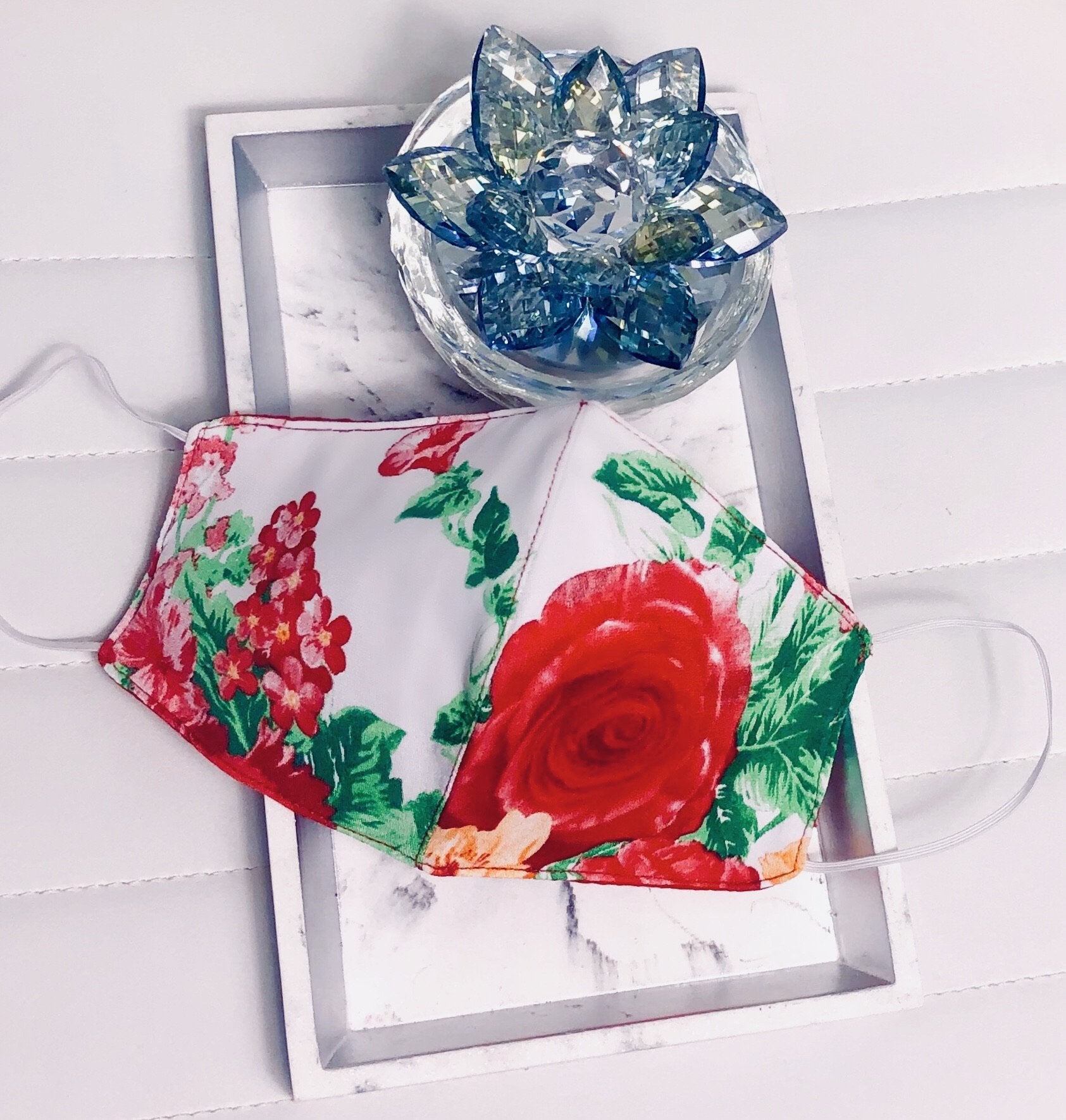 Floral Face Mask - White - Hot L.A. Fashion 